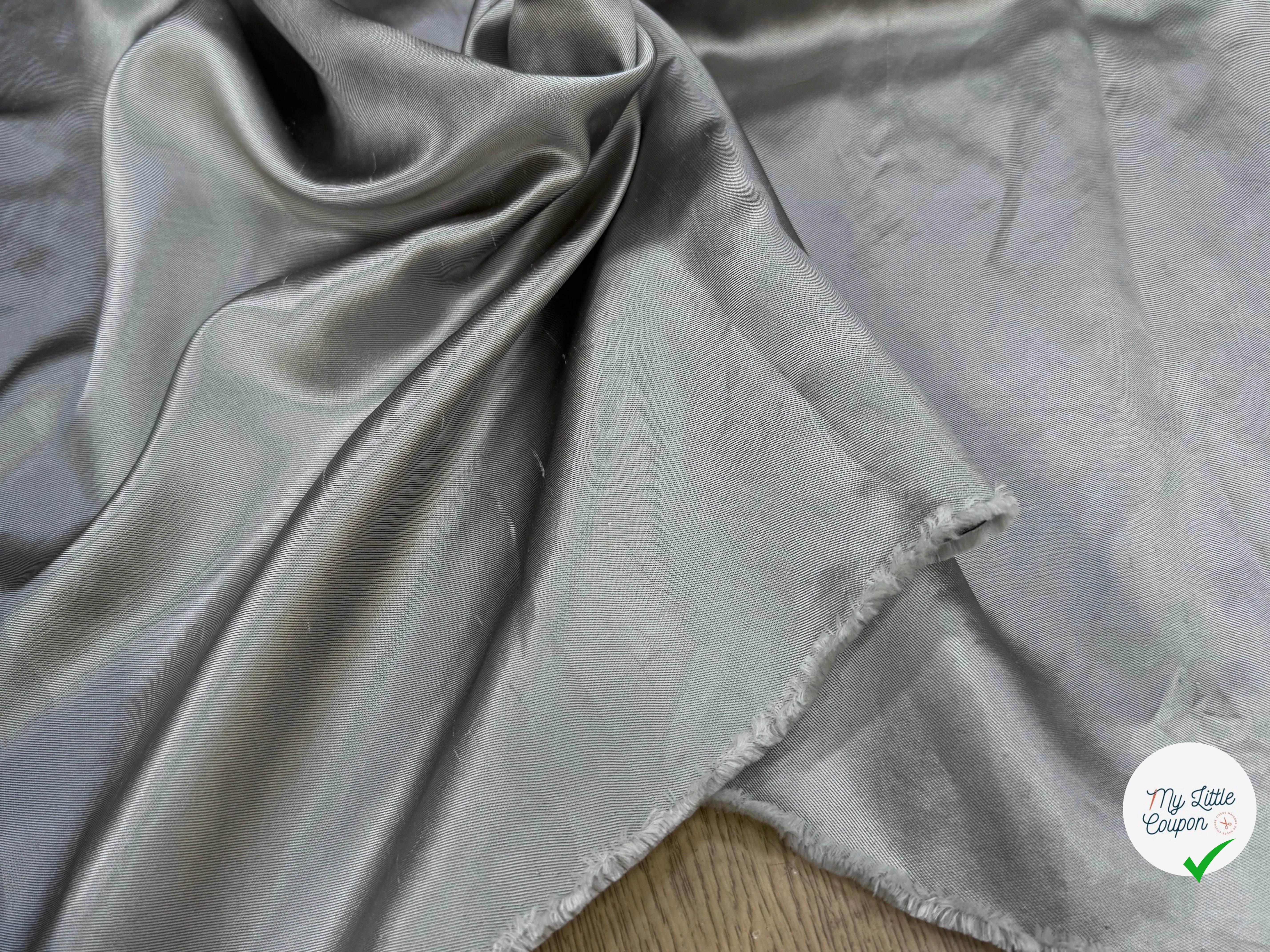 SATIN DUCHESSE TEXTURÉ ARGENTÉ 100% SOIE - My Little Coupon