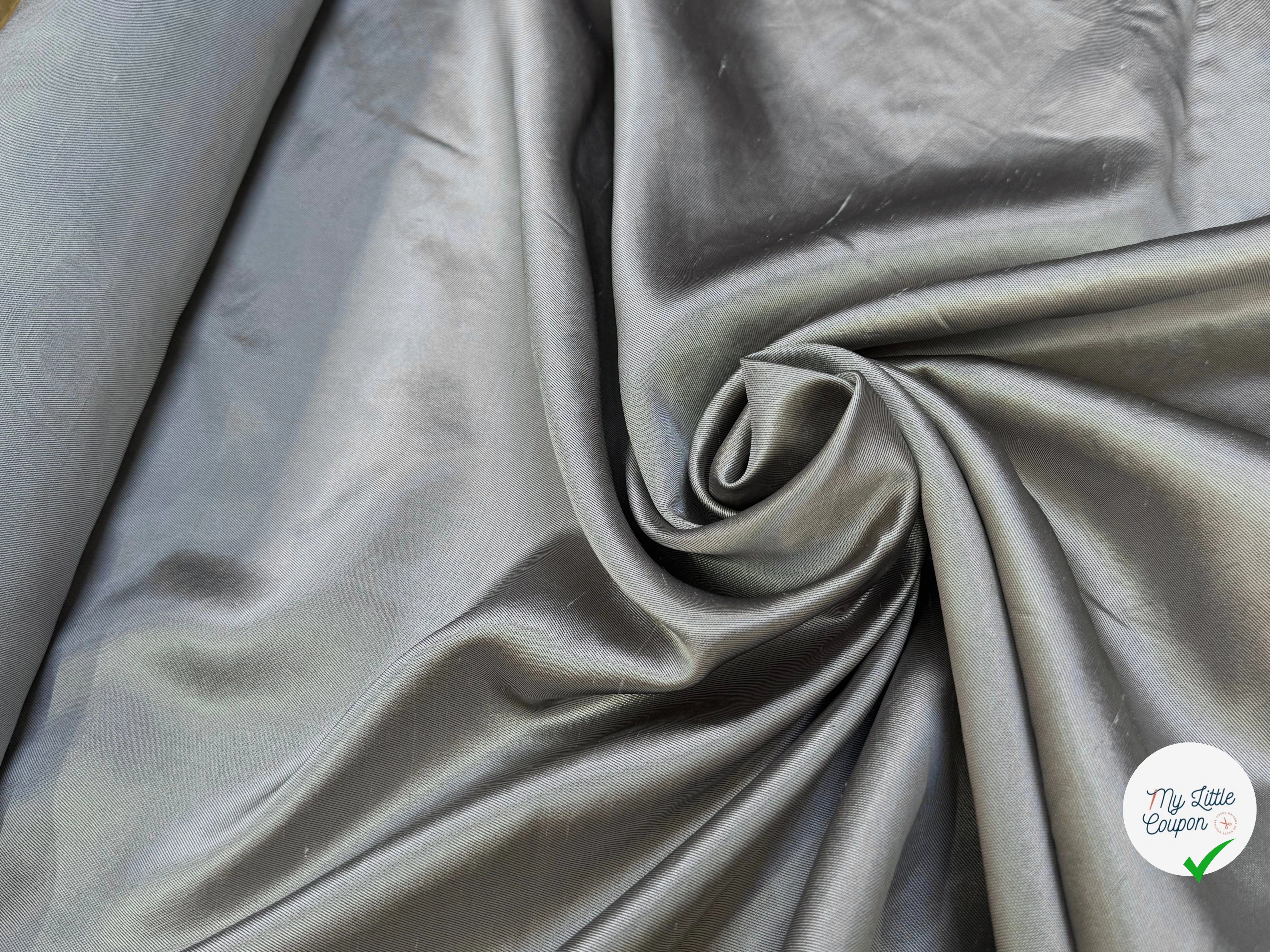 SATIN DUCHESSE TEXTURÉ ARGENTÉ 100% SOIE - My Little Coupon