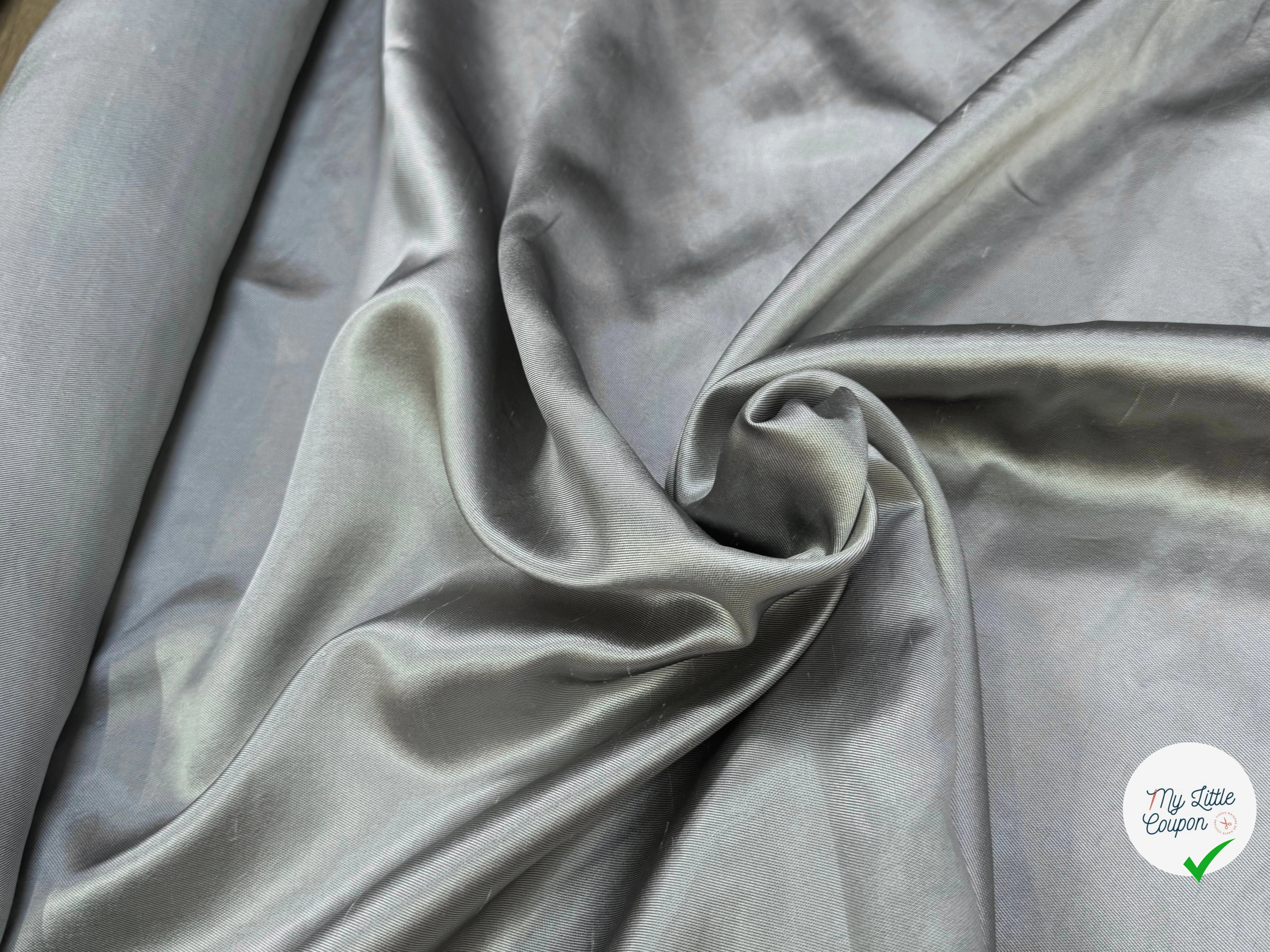 SATIN DUCHESSE TEXTURÉ ARGENTÉ 100% SOIE - My Little Coupon