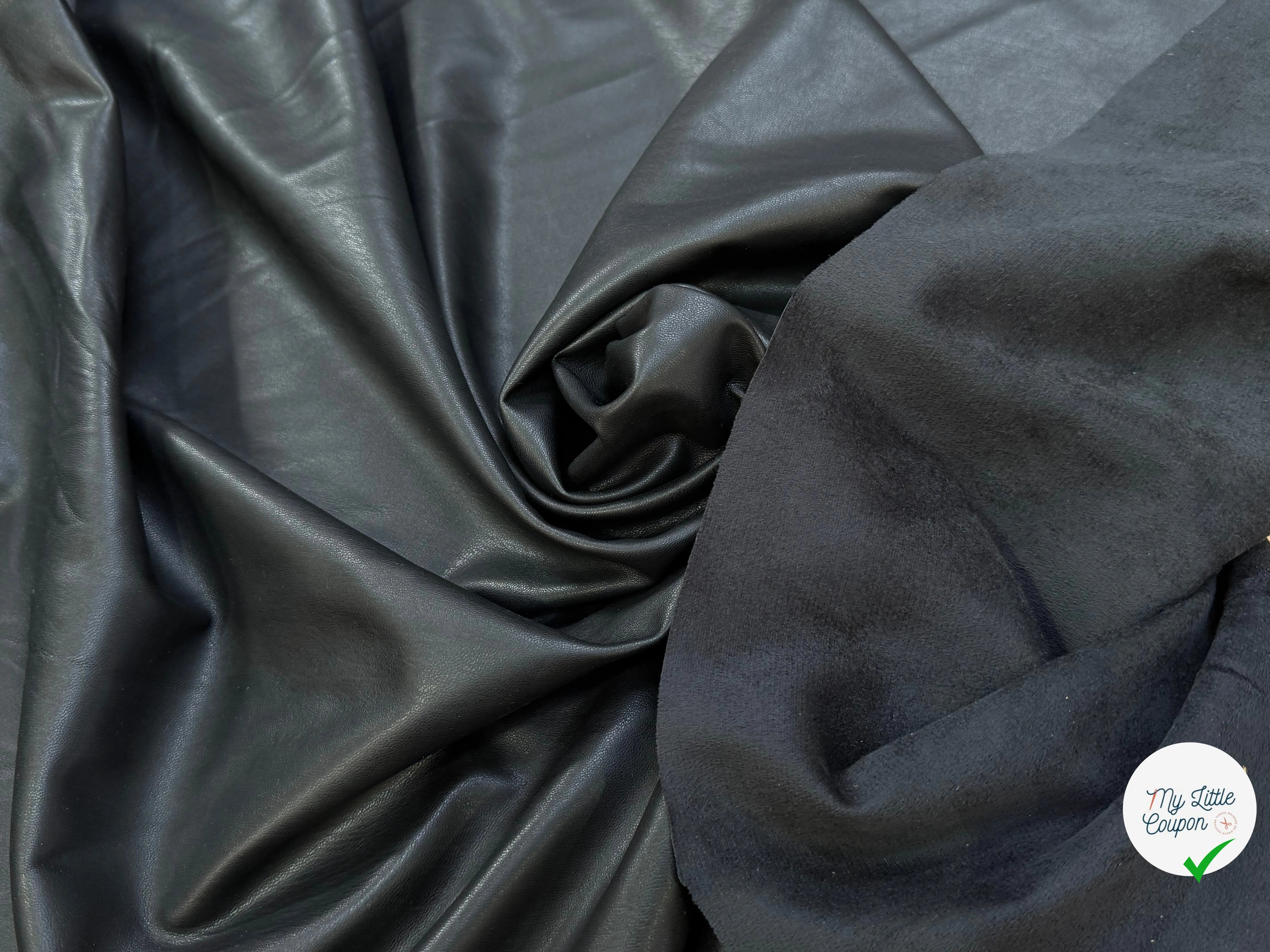 SATIN FAUX CUIR SOUPLE NOIR STRETCH - My Little Coupon