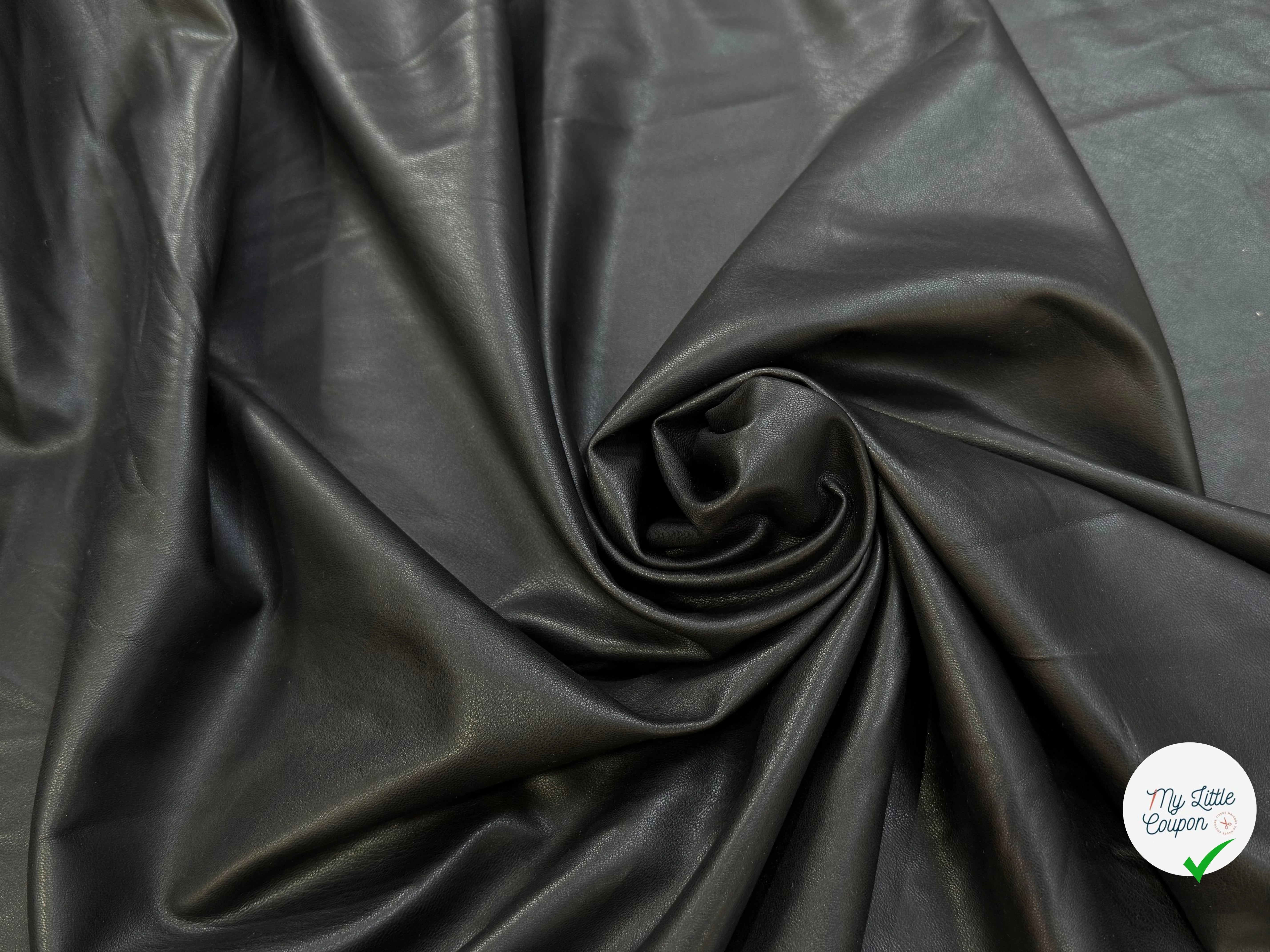 SATIN FAUX CUIR SOUPLE NOIR STRETCH - My Little Coupon