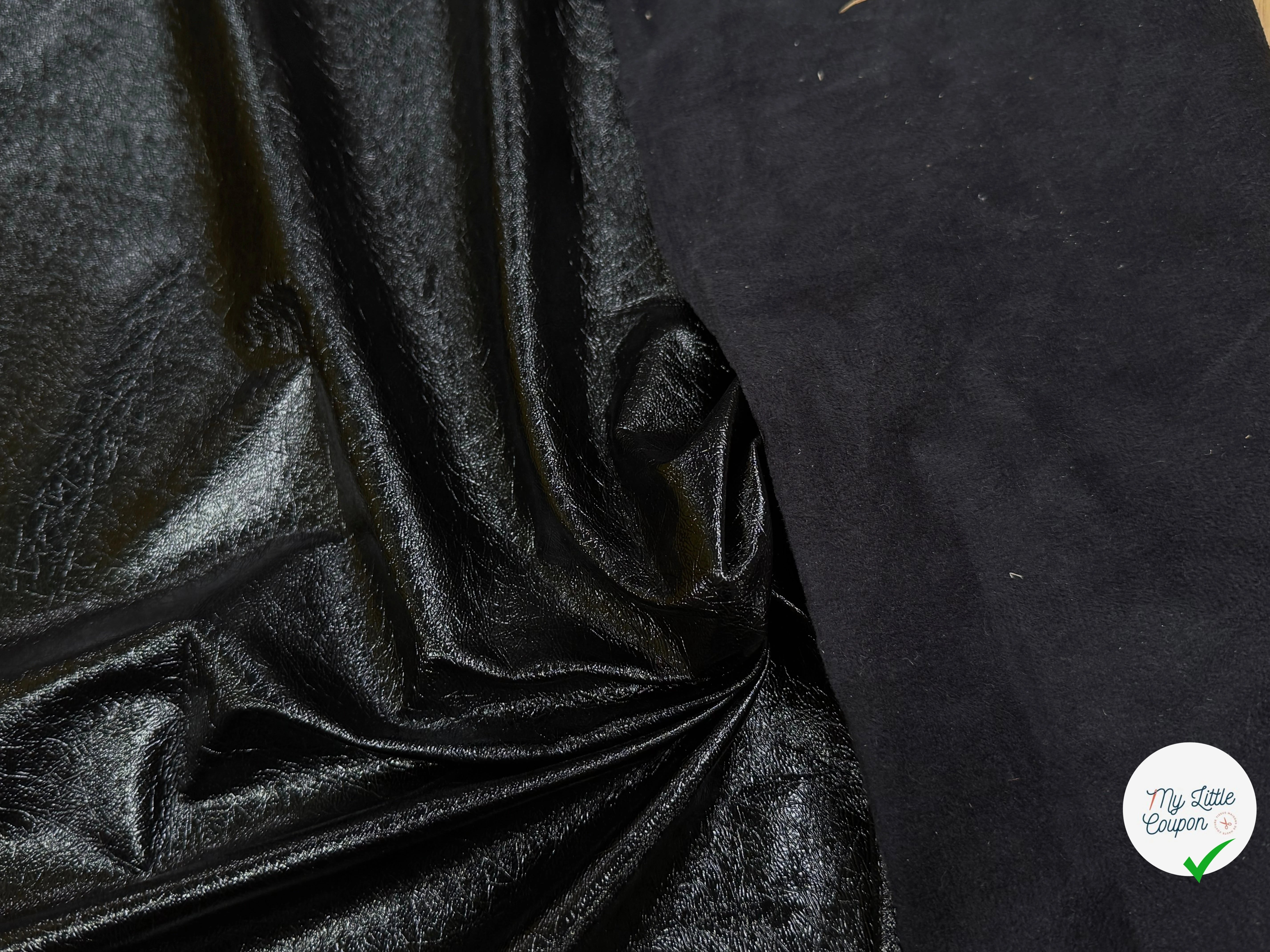 SATIN FAUX CUIR STRETCH NOIR  TOUCHER AGRÉABLE - My Little Coupon