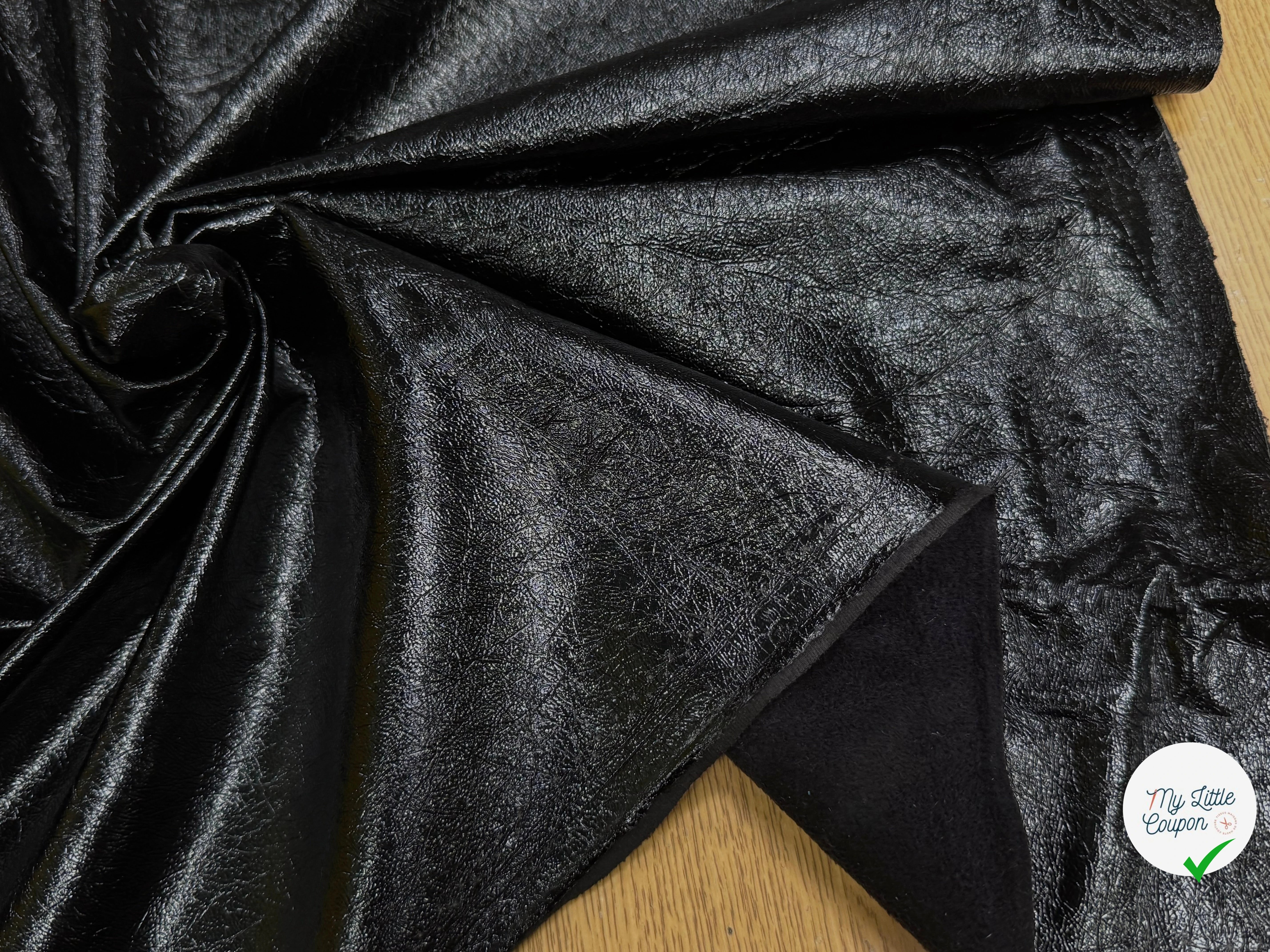 SATIN FAUX CUIR STRETCH NOIR  TOUCHER AGRÉABLE - My Little Coupon