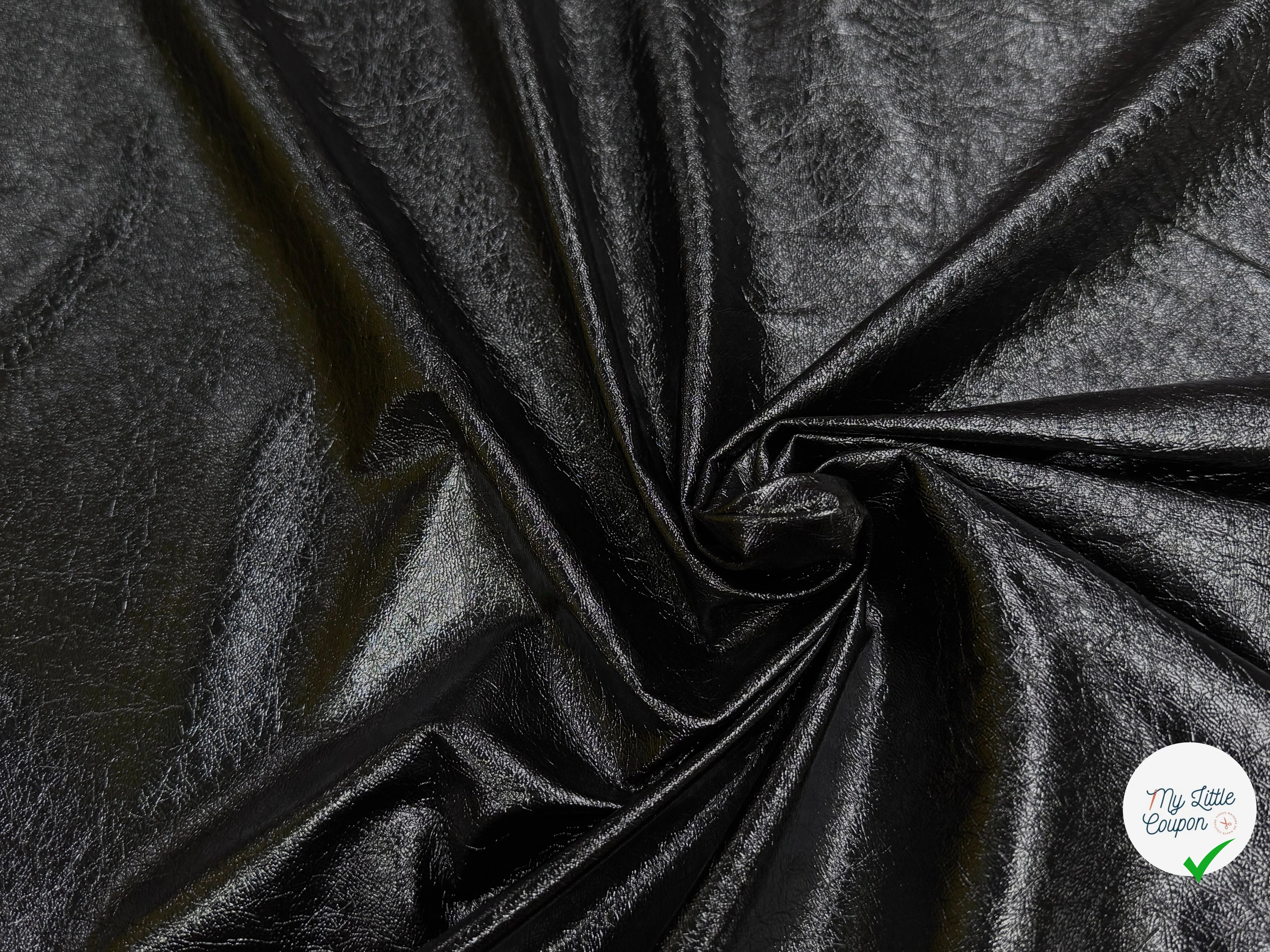 SATIN FAUX CUIR STRETCH NOIR  TOUCHER AGRÉABLE - My Little Coupon