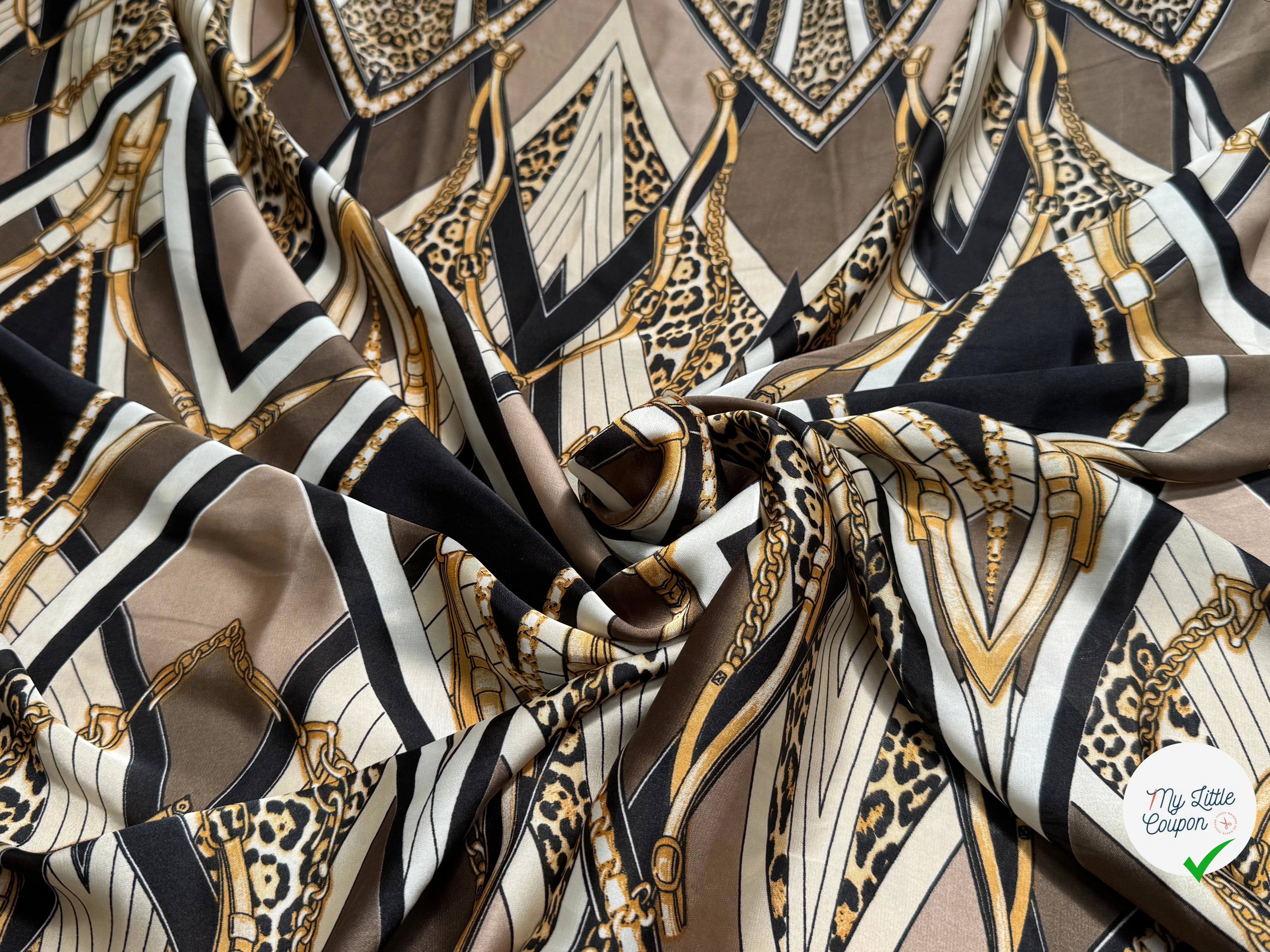 SATIN FLUIDE STYLE BAROQUE MARRON DORÉ - My Little Coupon