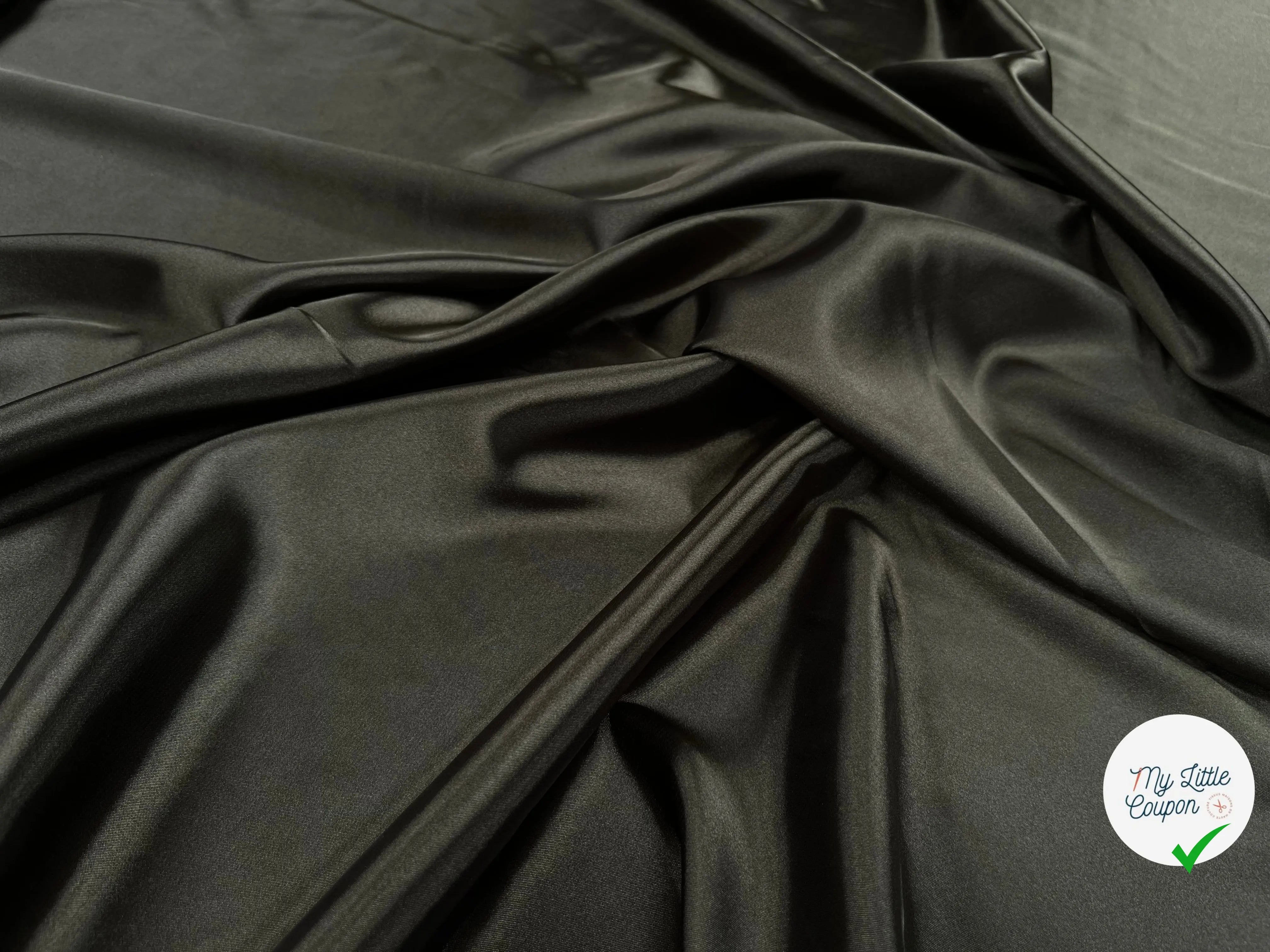 SATIN FLUIDE VERT OLIVE UN PEU STRETCH - My Little Coupon