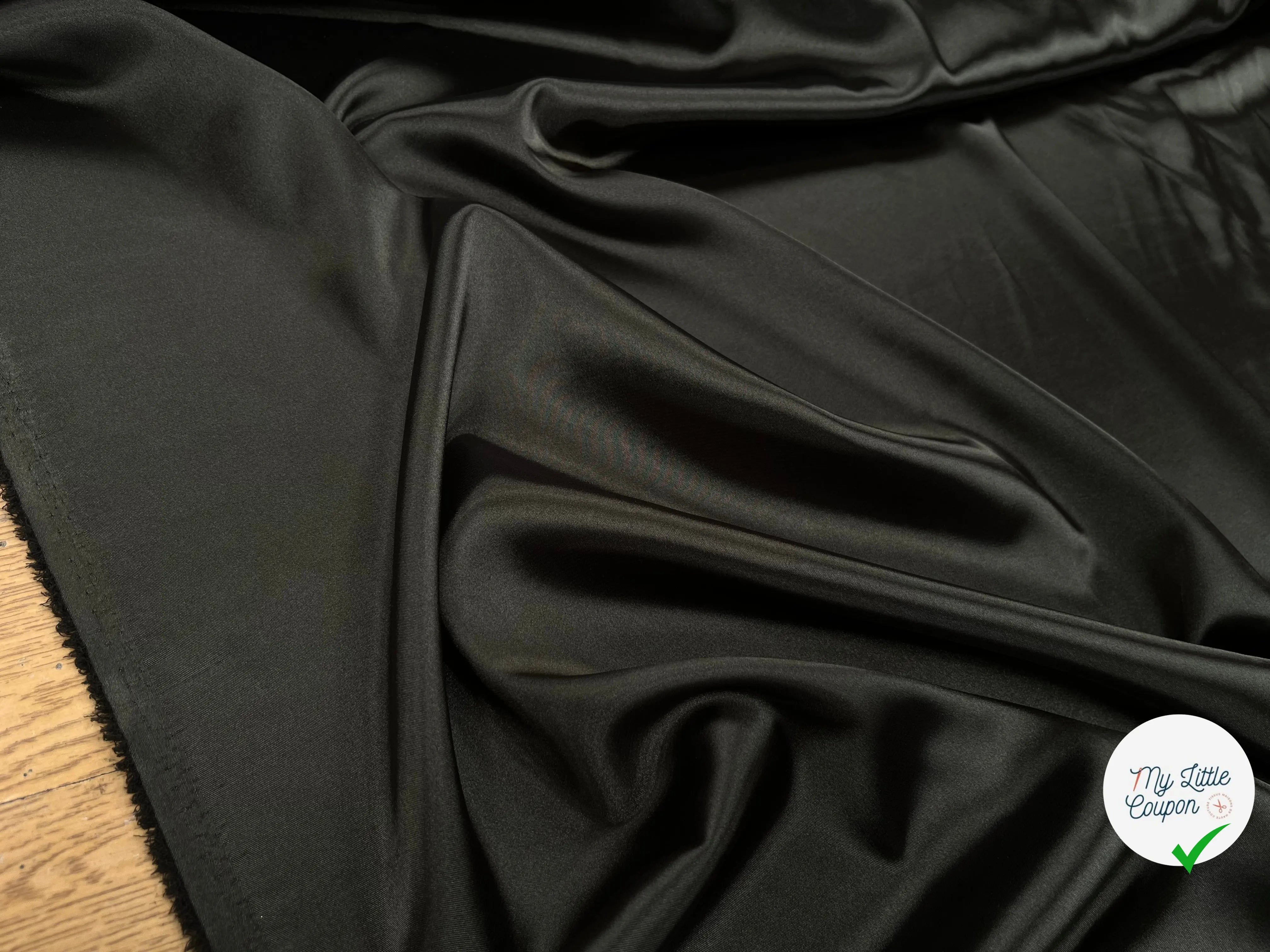 SATIN FLUIDE VERT OLIVE UN PEU STRETCH - My Little Coupon