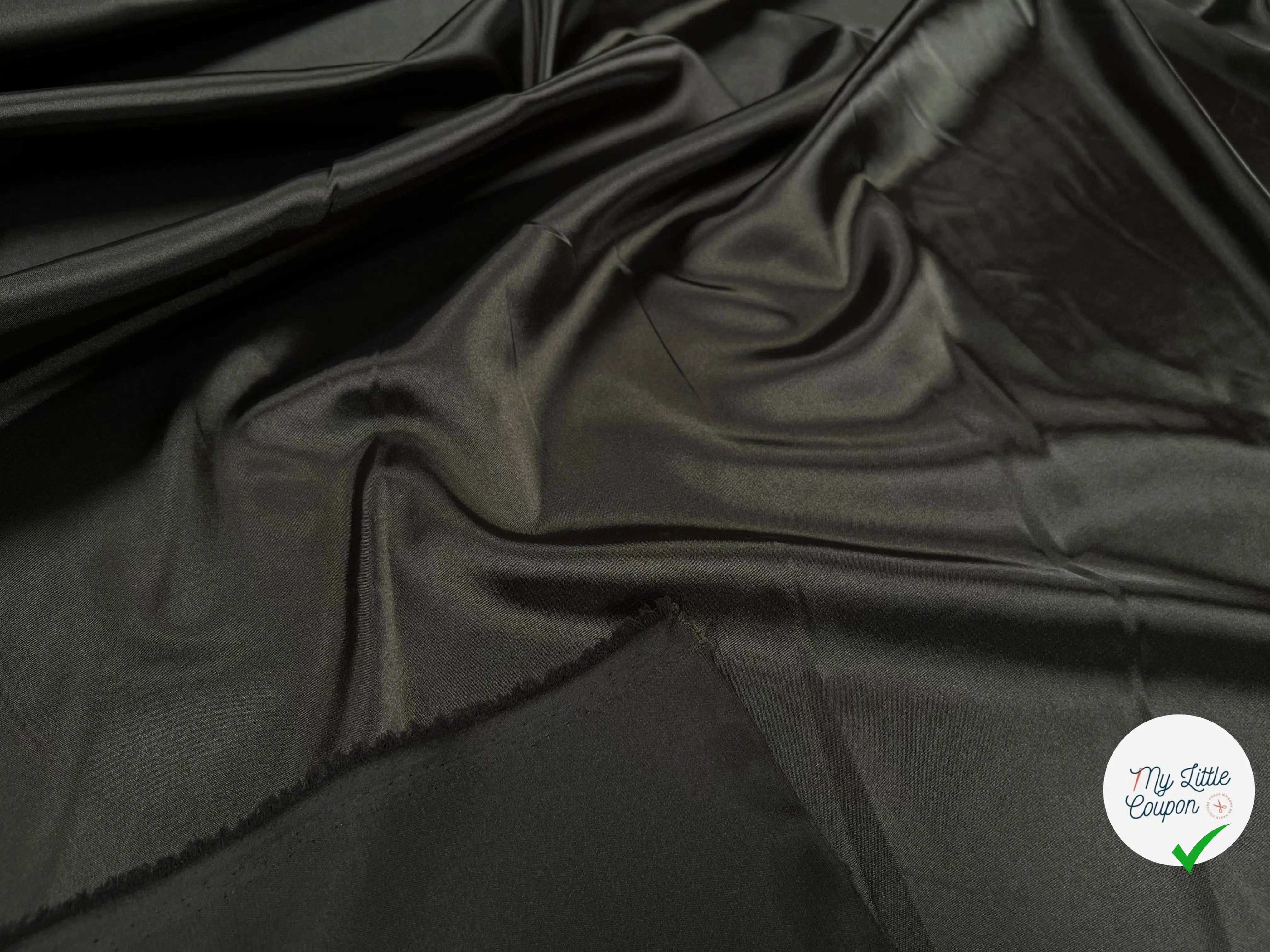 SATIN FLUIDE VERT OLIVE UN PEU STRETCH - My Little Coupon