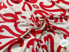 SATIN HEAVY LEGEREMENT SERGÉ CREME MARBELLA ROUGE - My Little Coupon