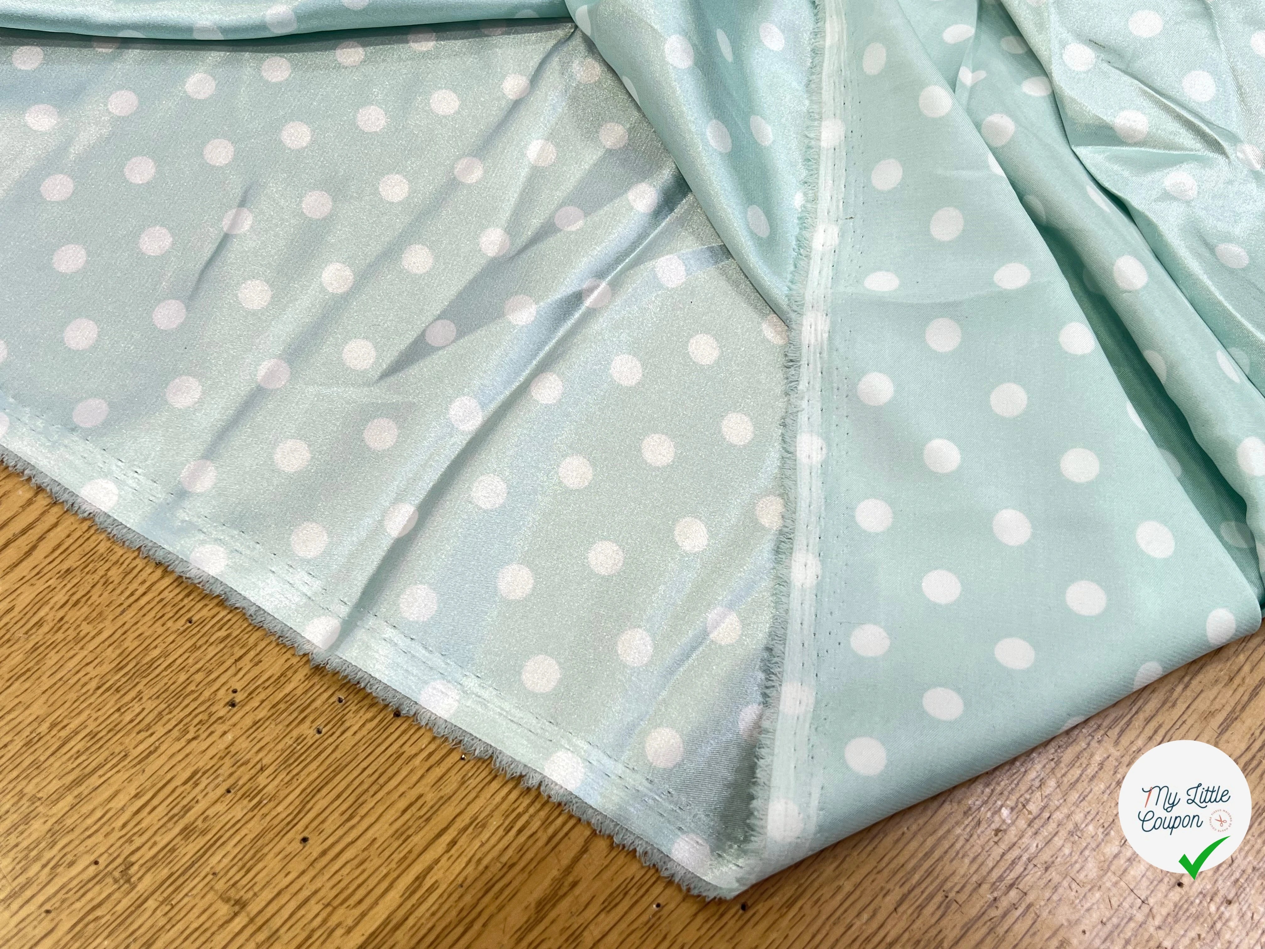 SATIN IMPRIMÉ POIS BLEU CIEL - My Little Coupon