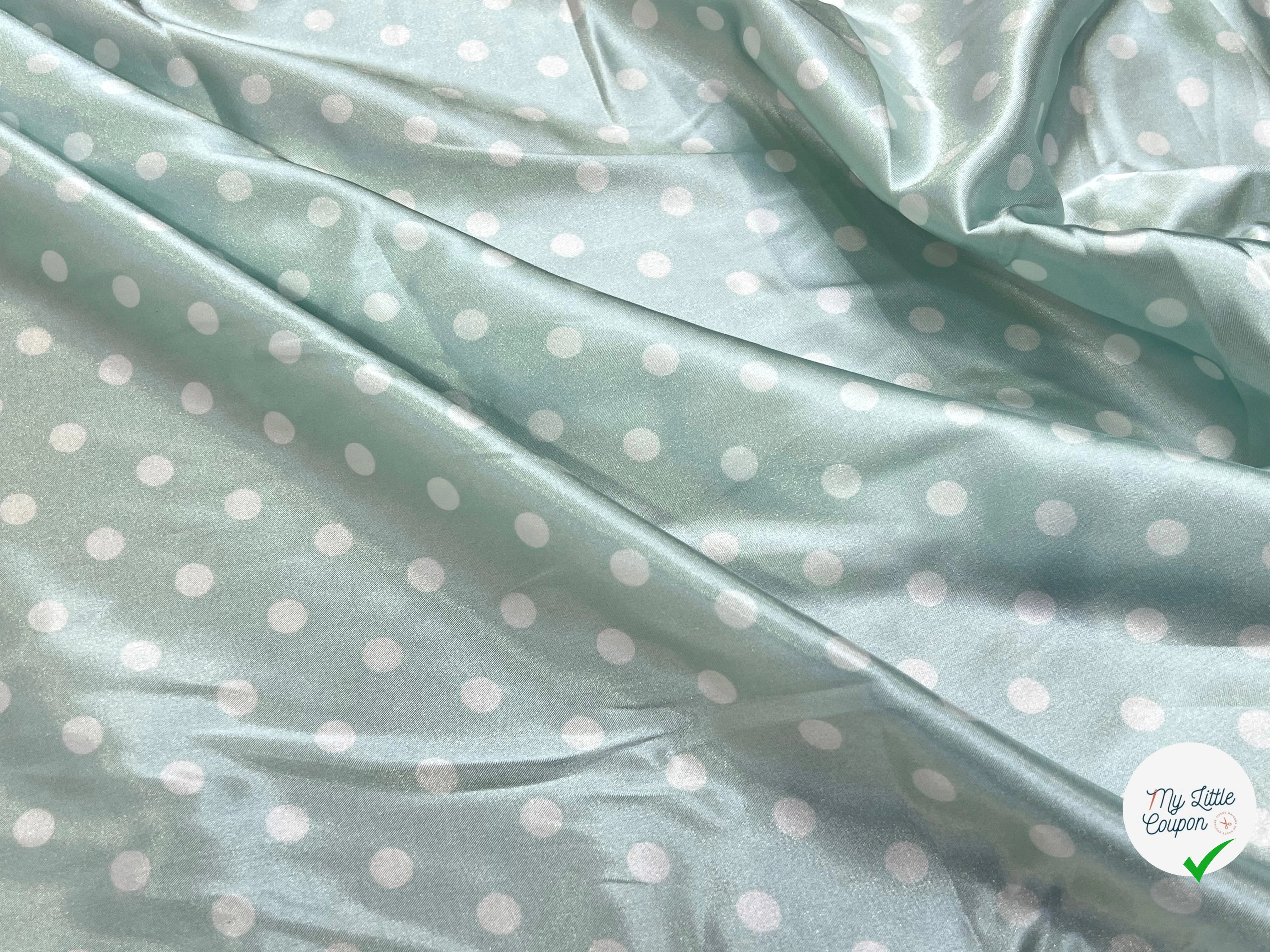 SATIN IMPRIMÉ POIS BLEU CIEL - My Little Coupon