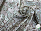 SATIN LOURD SERGÉEVISCOSE MOTIF FLEURS RECTANGLE&CUBE COULEURS KAKI BEIGE JAUNE - My Little Coupon