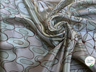 SATIN LOURD SERGÉEVISCOSE MOTIF FLEURS RECTANGLE&CUBE COULEURS KAKI BEIGE JAUNE - My Little Coupon
