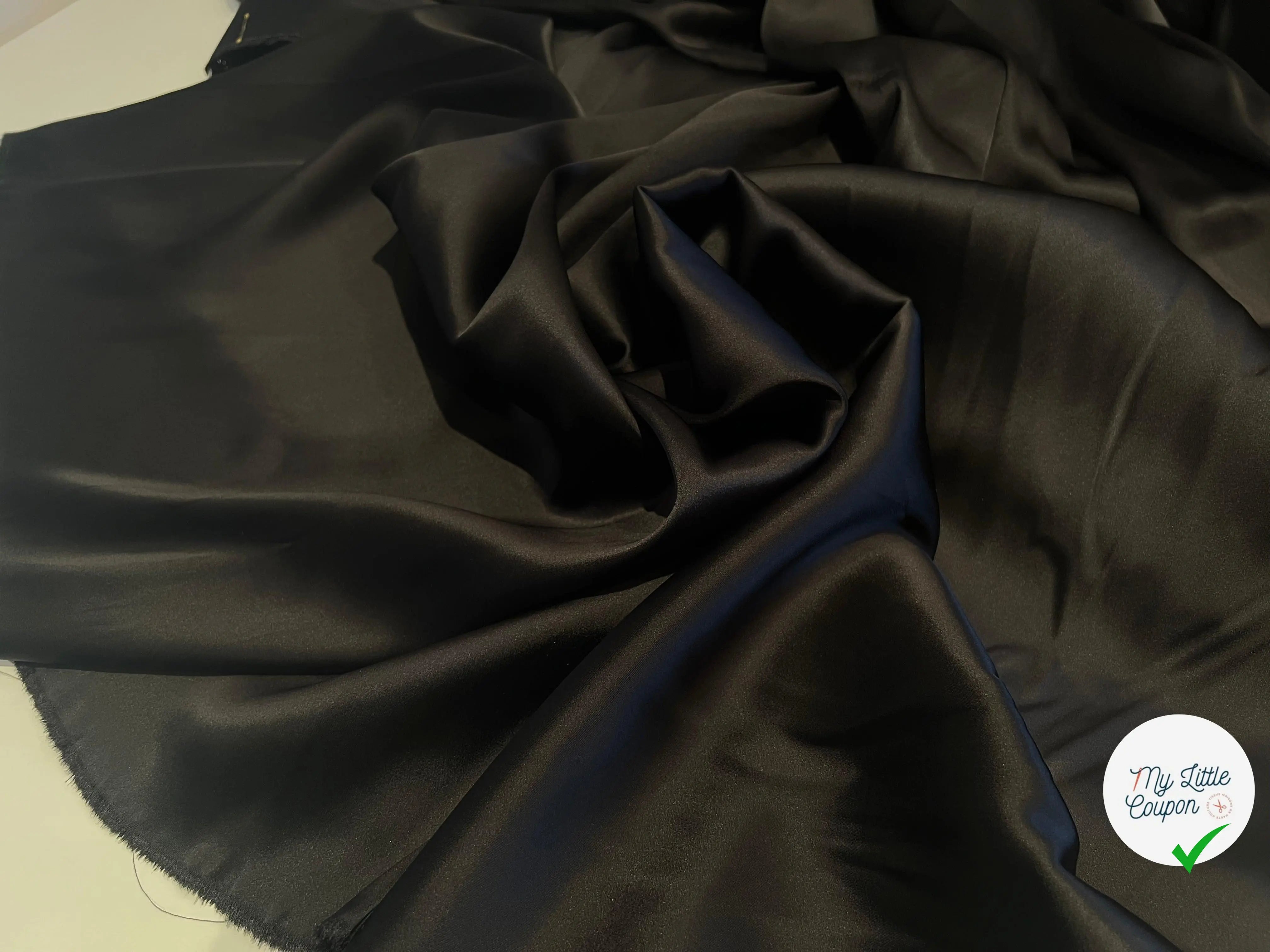 SATIN LOURD VISCOSE NOIR EXTENSIBLE - My Little Coupon - tissu - coudre