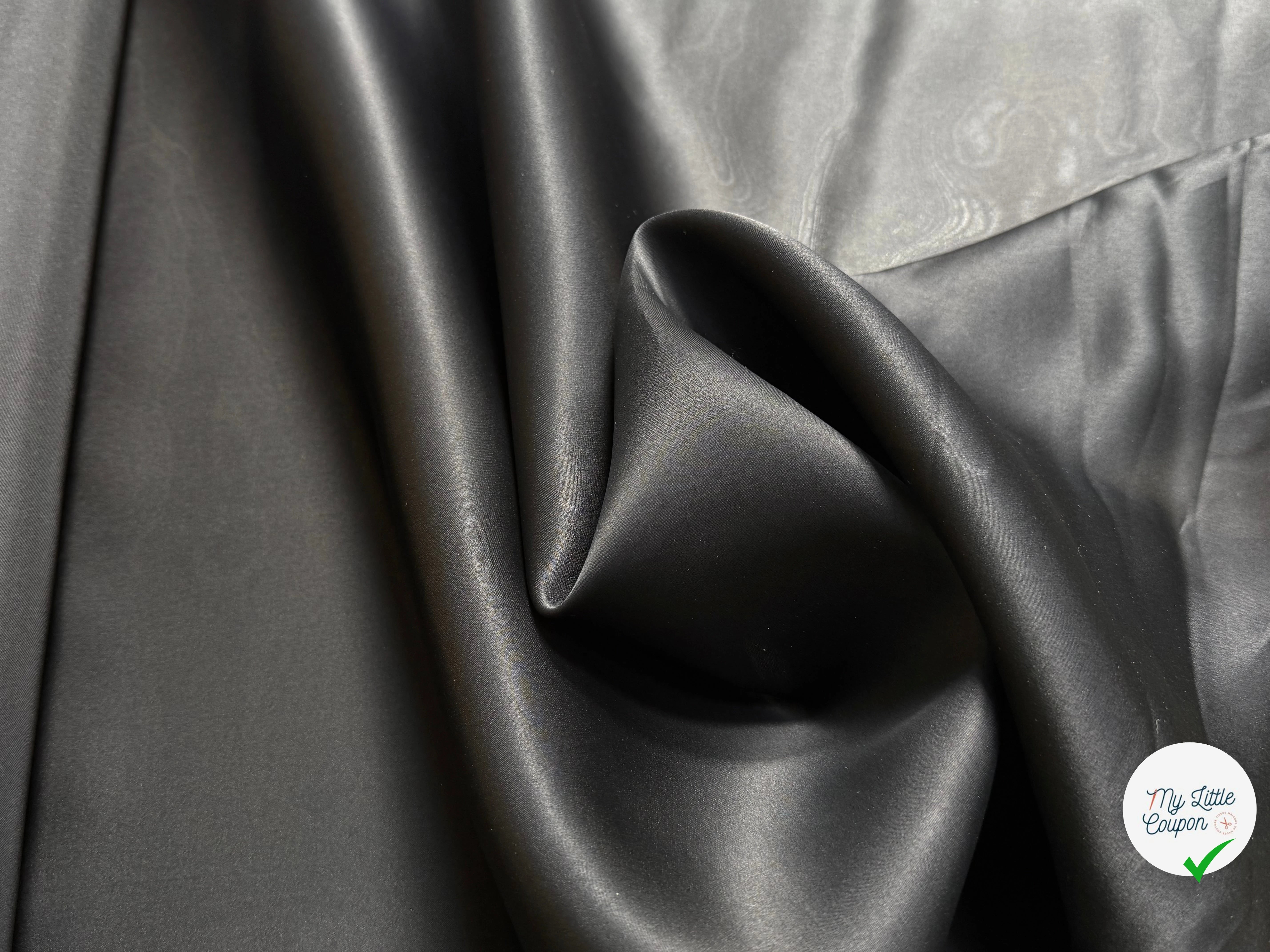 SATIN ORGANZA DE SOIE TRÈS BELLE DENSITÉ NOIR - My Little Coupon