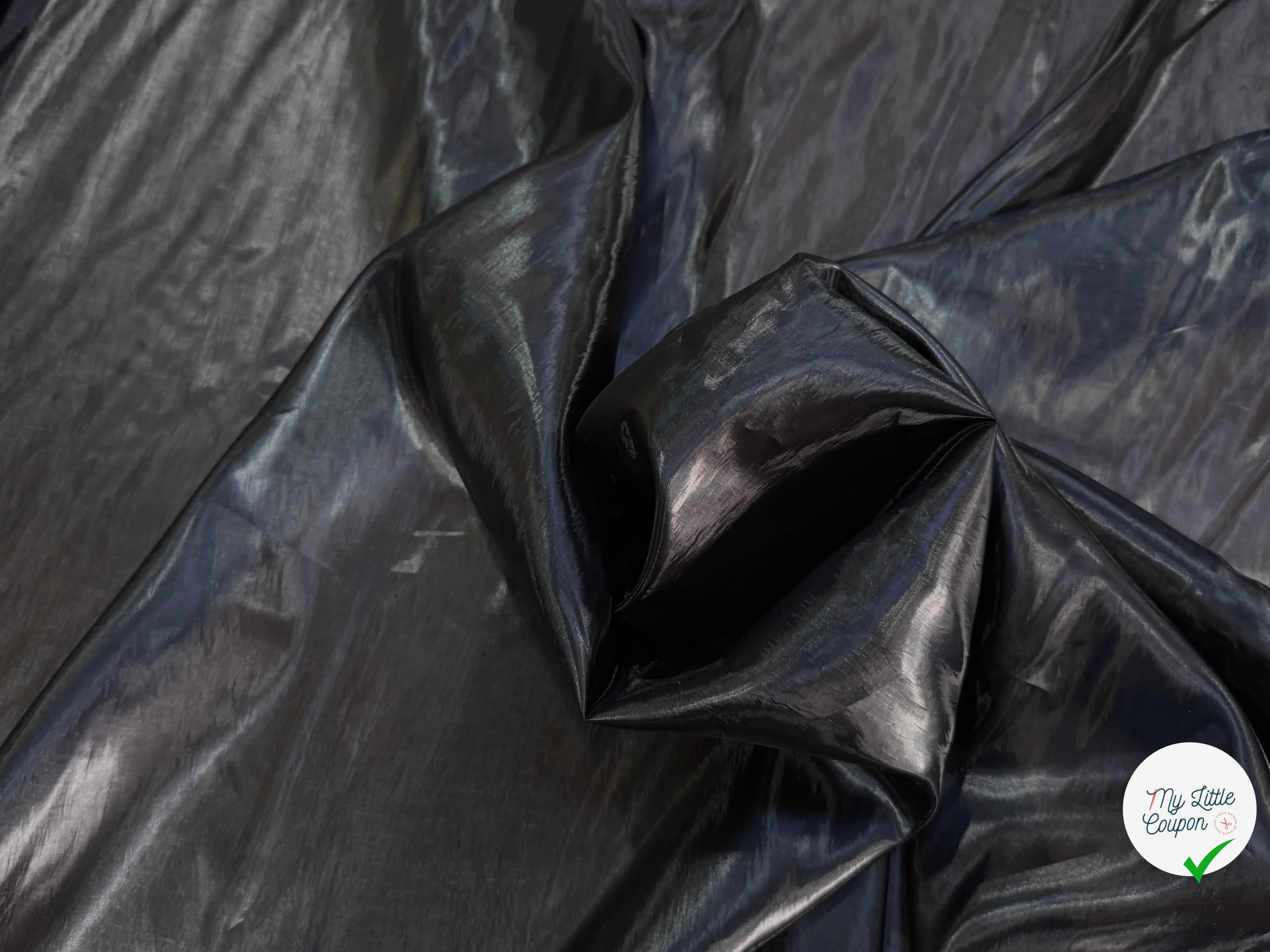 SATIN ORGANZA ULTRA LISSE FLUIDE NOIR EFFET HUILÉ - My Little Coupon