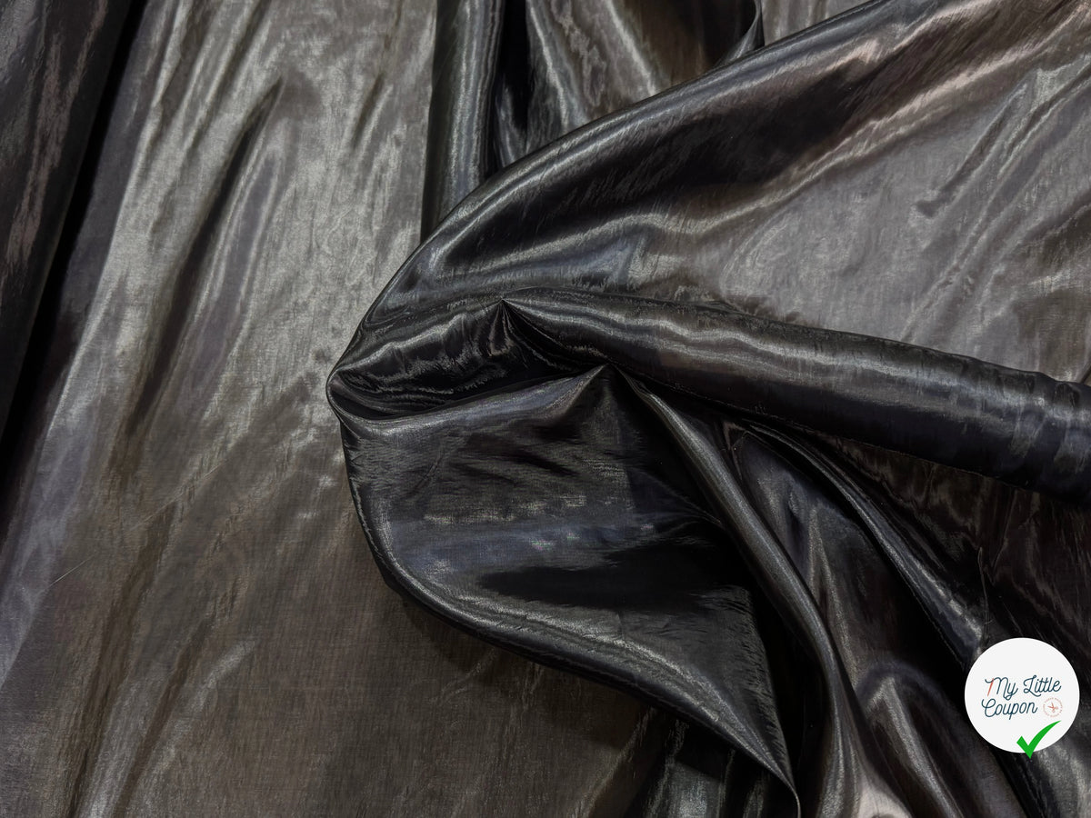 SATIN ORGANZA ULTRA LISSE FLUIDE NOIR EFFET HUILÉ - My Little Coupon