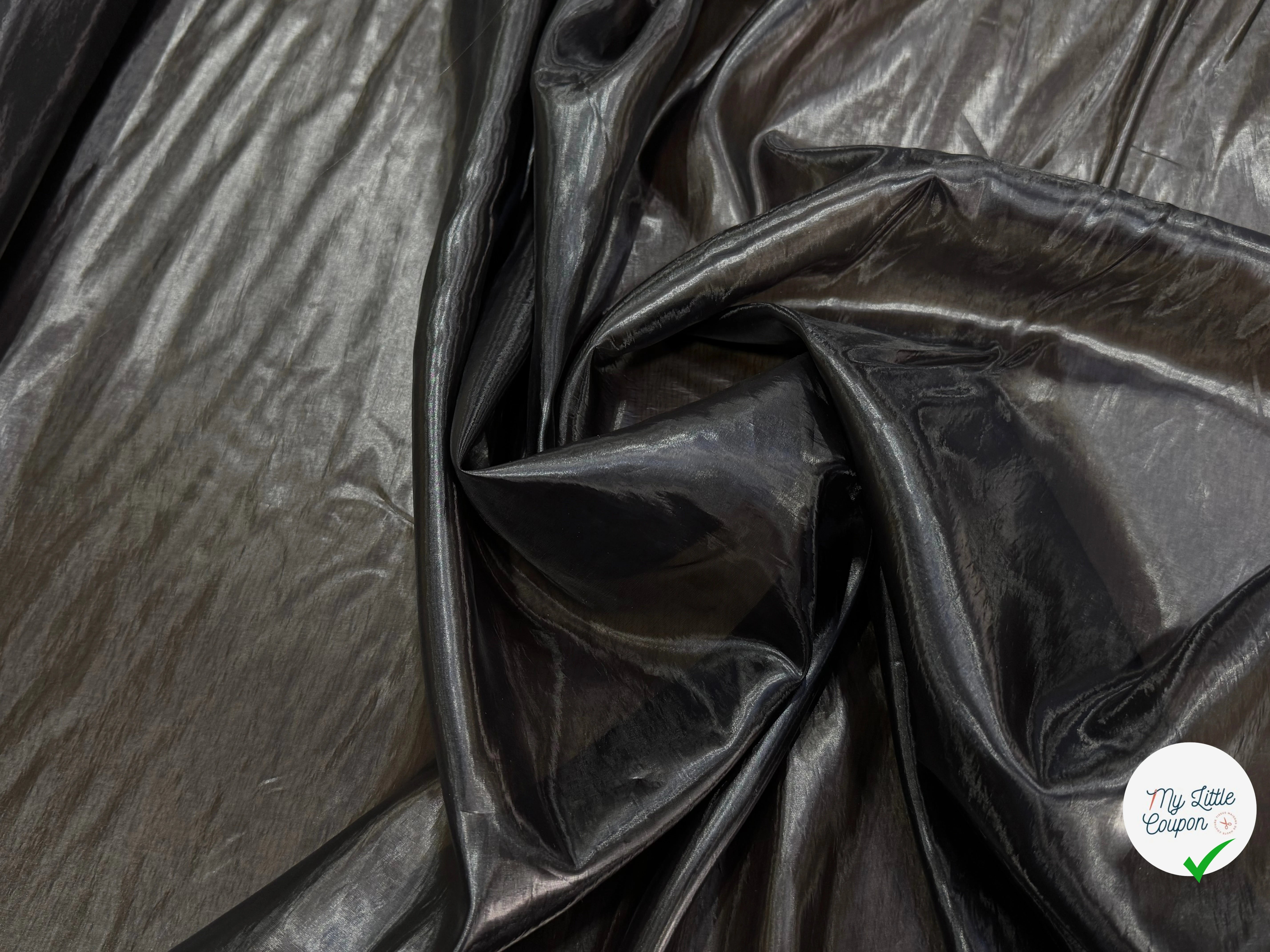 SATIN ORGANZA ULTRA LISSE FLUIDE NOIR EFFET HUILÉ - My Little Coupon