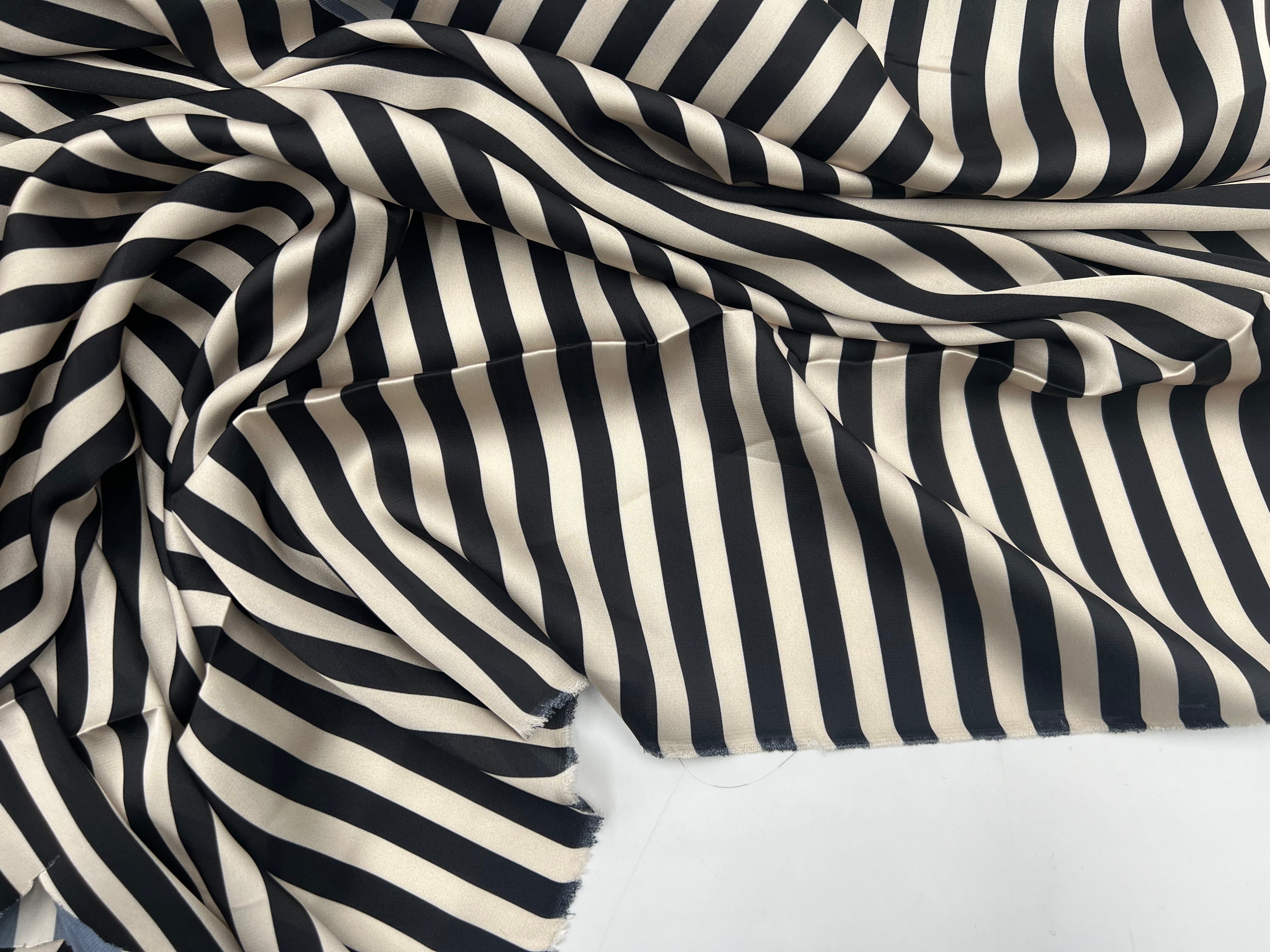 SATIN POLYESTER RAYURES MARINE MSO