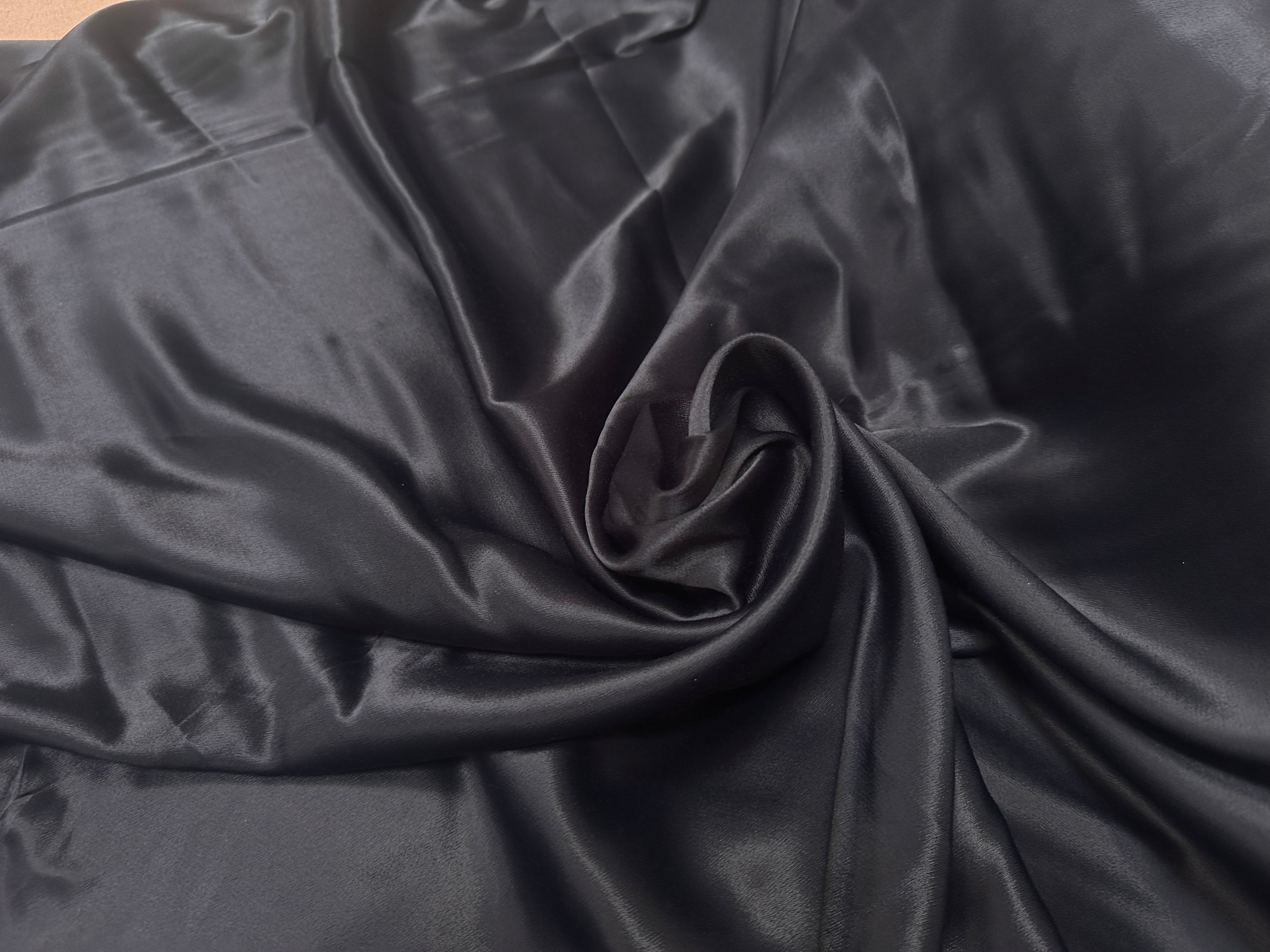 SATIN RICHE VISCOSE NOIR LEGEREMENT STRETCH - My Little Coupon