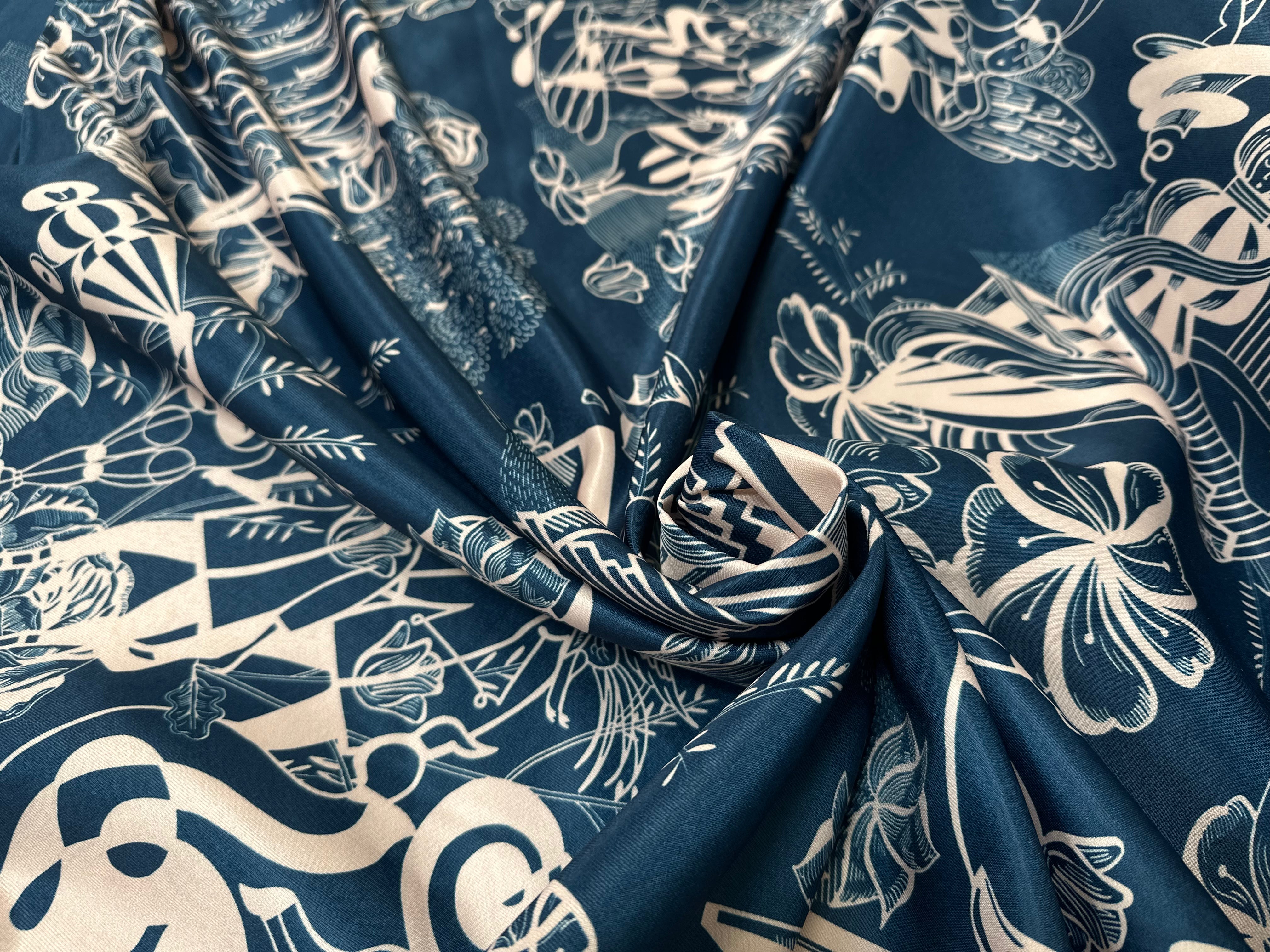 SATIN SERGÉ LOURD CREATORE BLEU SAUMON - My Little Coupon