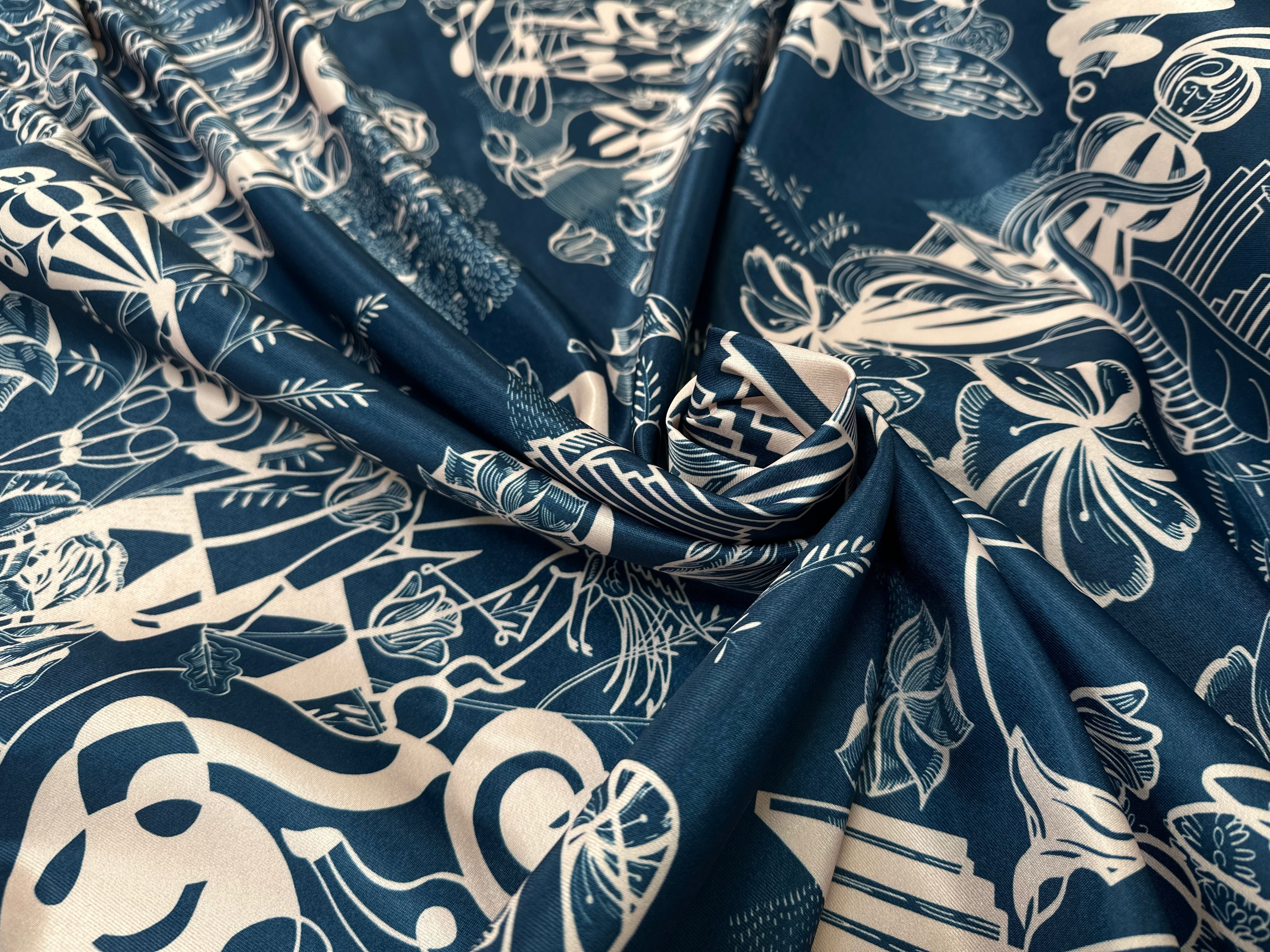 SATIN SERGÉ LOURD CREATORE BLEU SAUMON - My Little Coupon