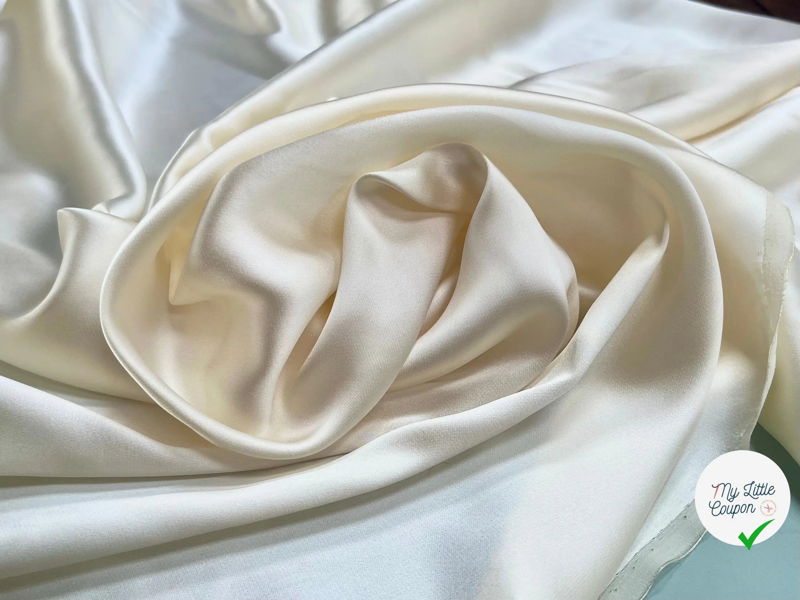 SATIN SOIE VISCOSE  IVOIRE SATINÉ LAIZE 60CM - My Little Coupon