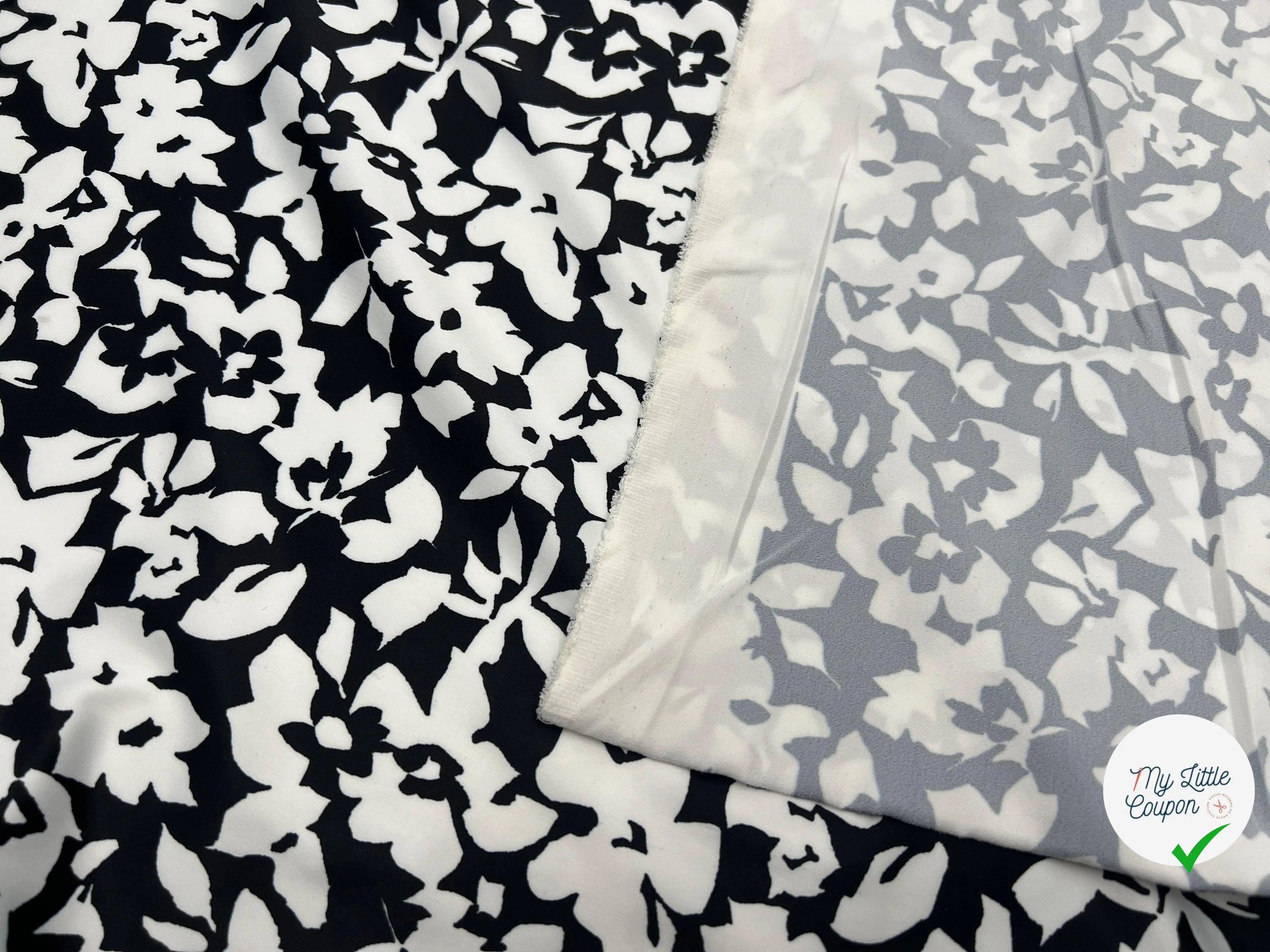 SATIN STRETCH FLEUR MONOCHROME TRÈS CLASSIQUE - My Little Coupon - tissu - coudre