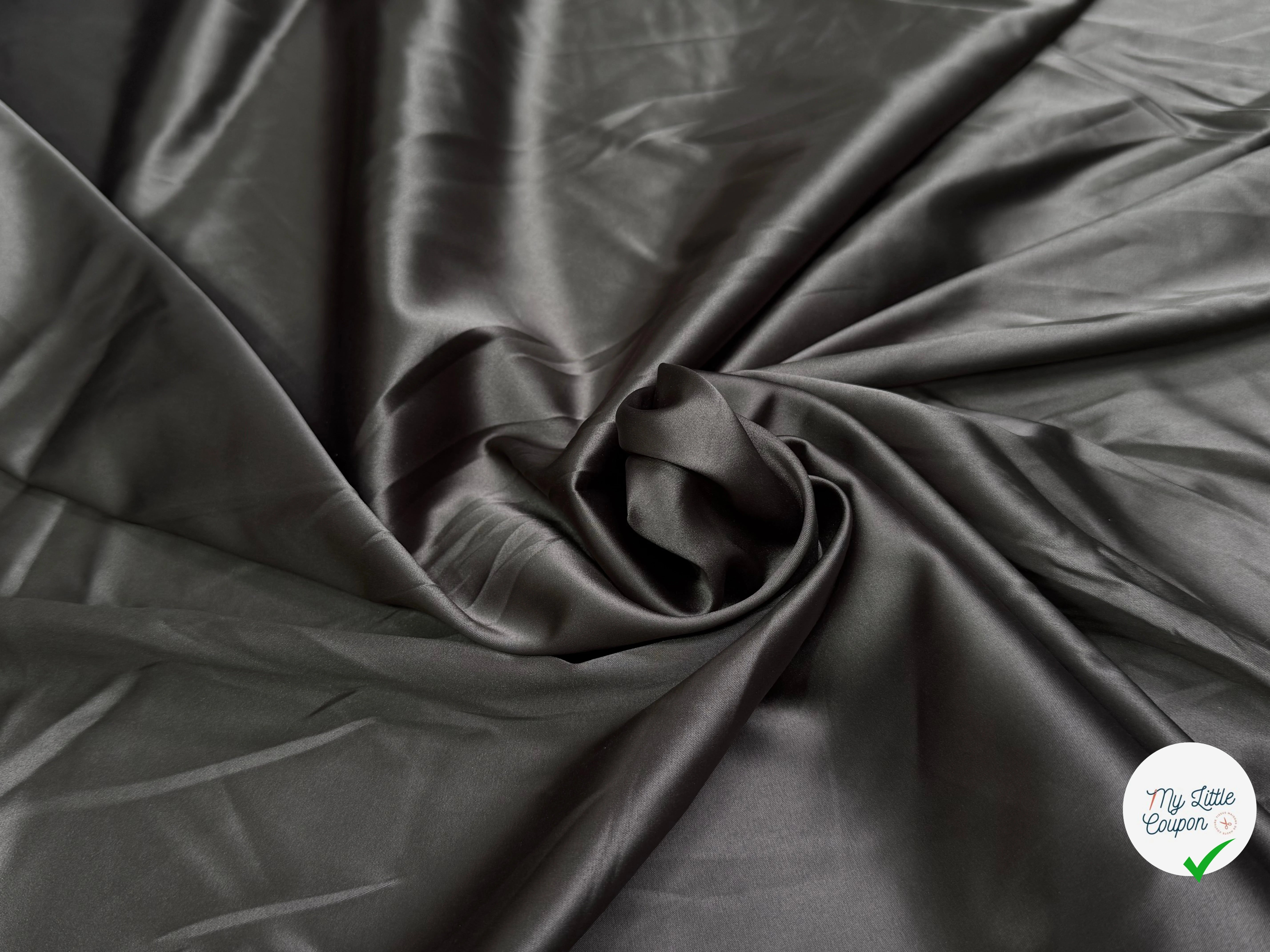 SATIN STRETCH MARRON FONCÉ FLUIDE - My Little Coupon