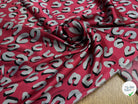 SATIN STRETCH ROUGE MOTIFS GRIS - My Little Coupon