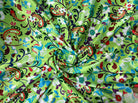 SATIN VELOUTÉ DE JOLIES FLEURS FOND VERT - My Little Coupon