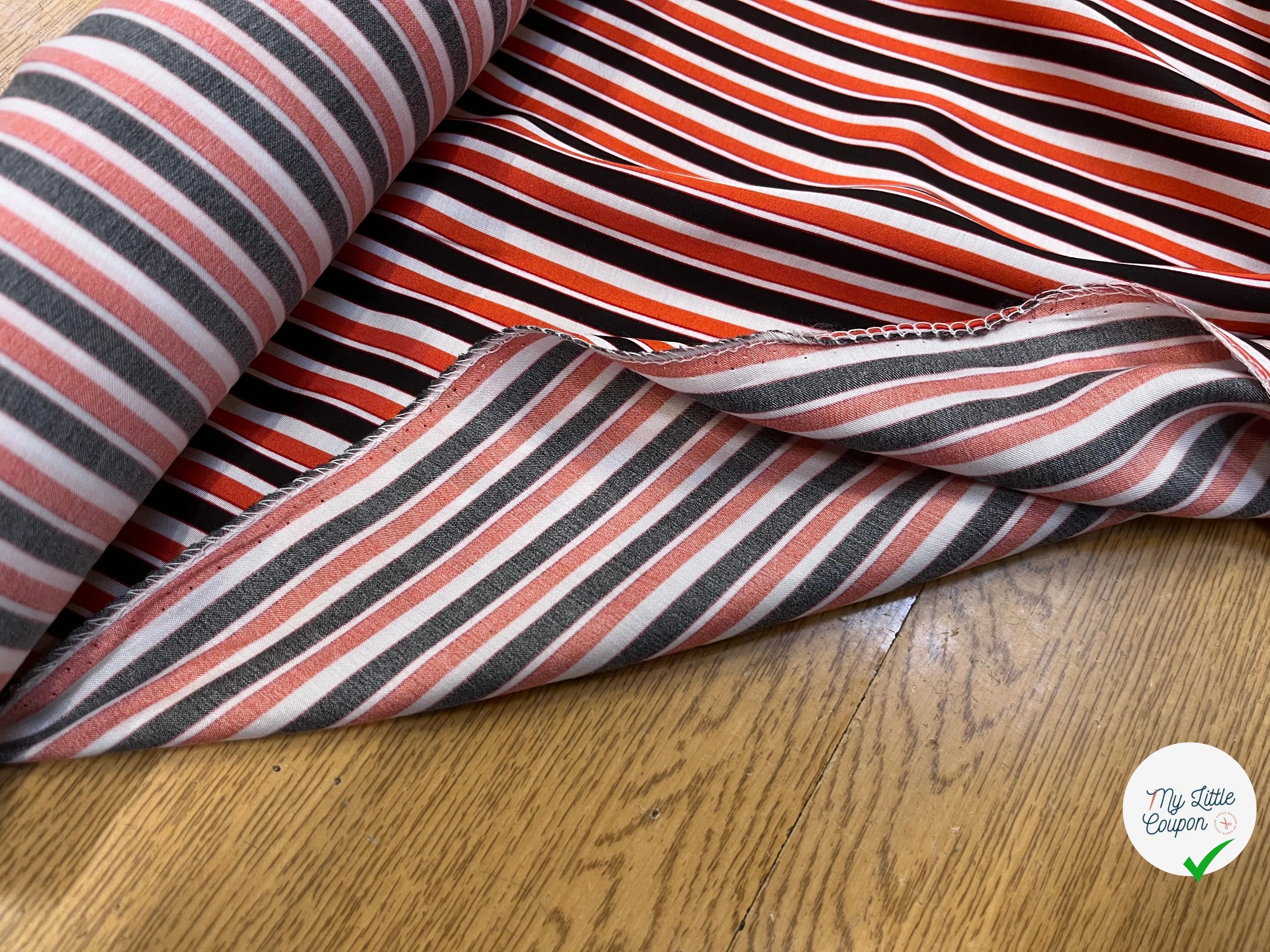 SATIN VISCOSE À RAYURES MULTICOLORES 134CM - My Little Coupon