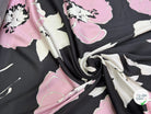 SATIN VISCOSE FLUIDE ET DOUCE FOND NOIR CHIC GROSSES FLEURS - My Little Coupon