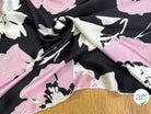 SATIN VISCOSE FLUIDE ET DOUCE FOND NOIR CHIC GROSSES FLEURS - My Little Coupon