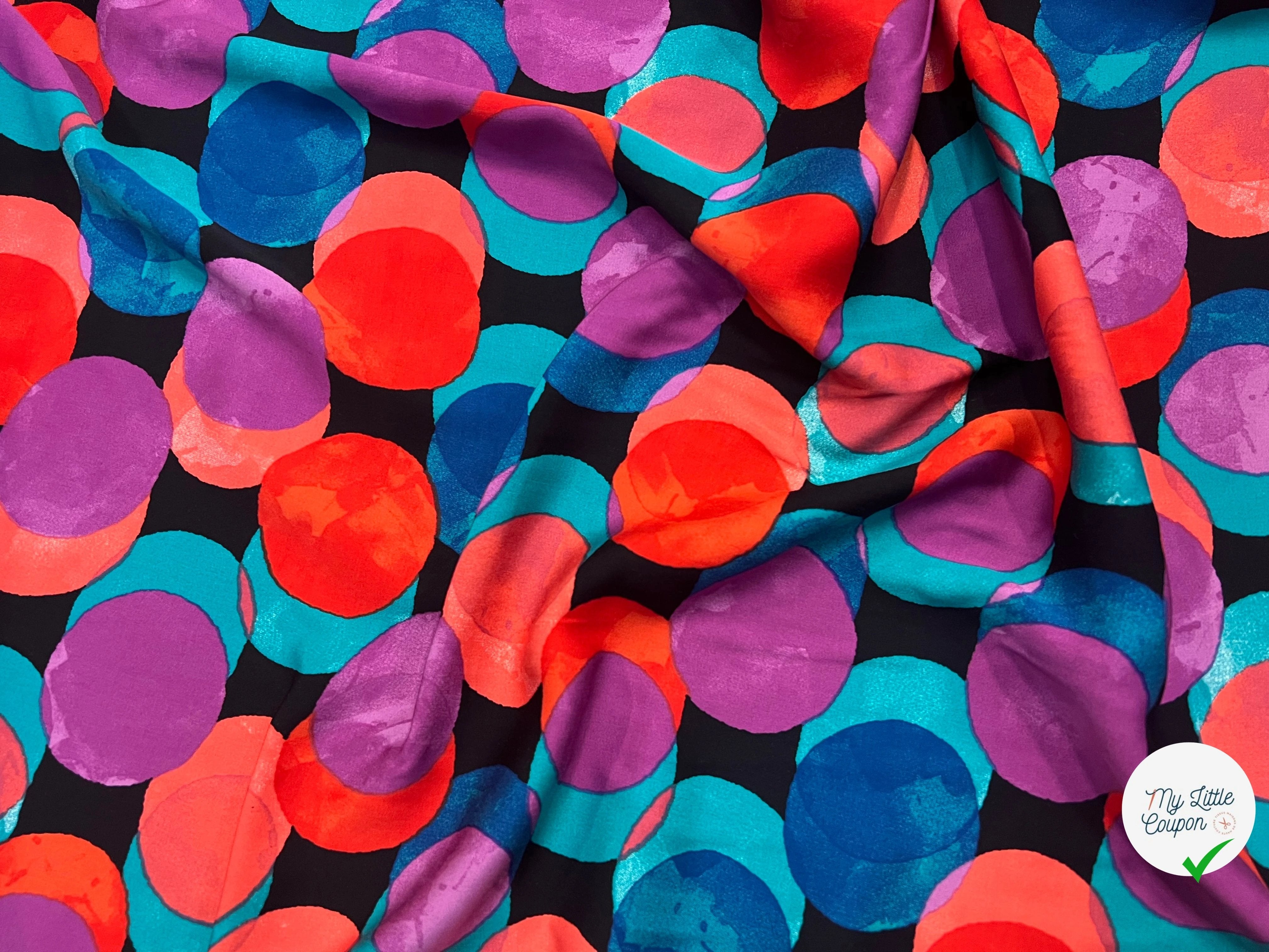 SATIN VISCOSE FUNNY DOTS CYCLAM - My Little Coupon