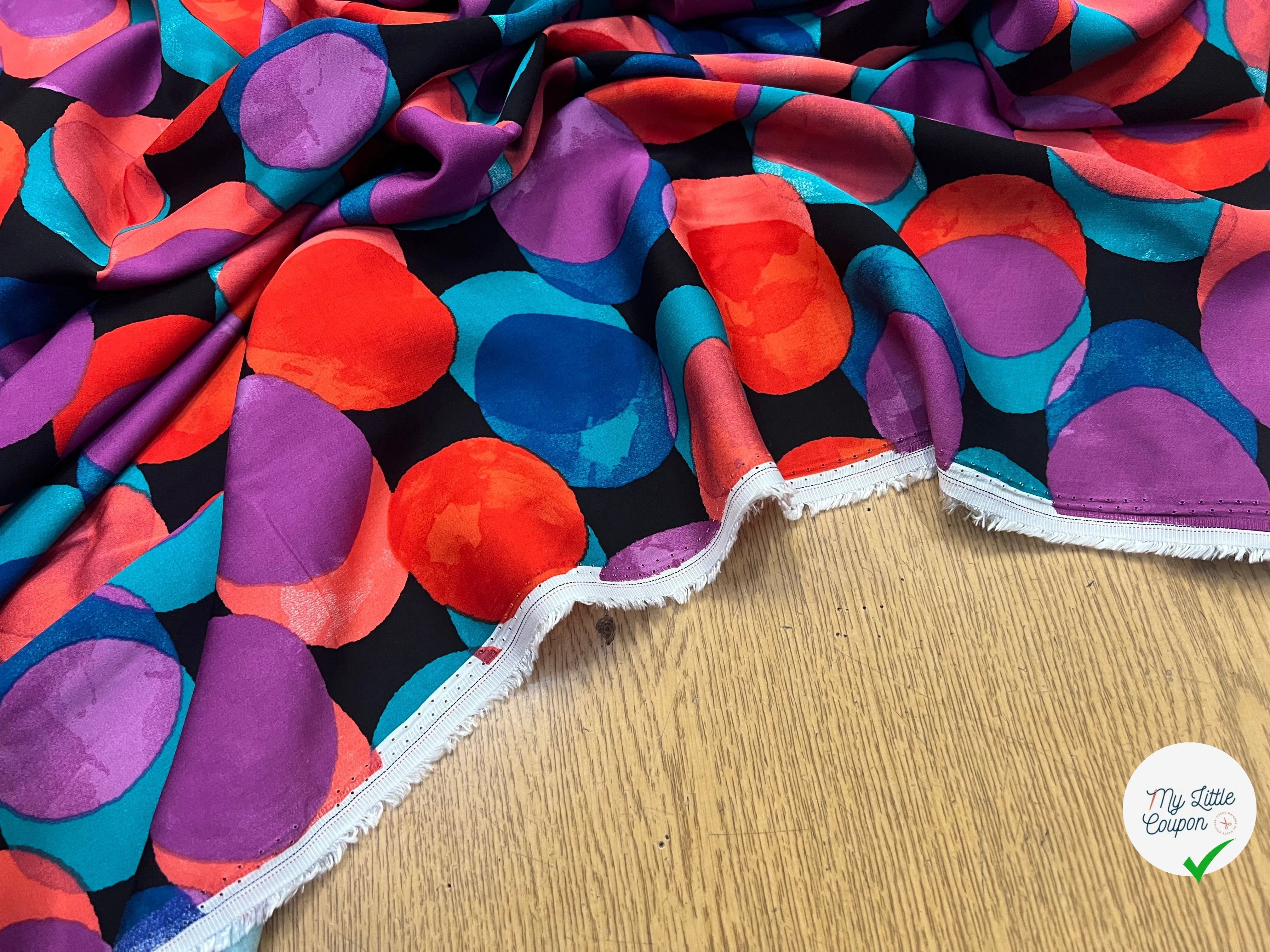 SATIN VISCOSE FUNNY DOTS CYCLAM - My Little Coupon