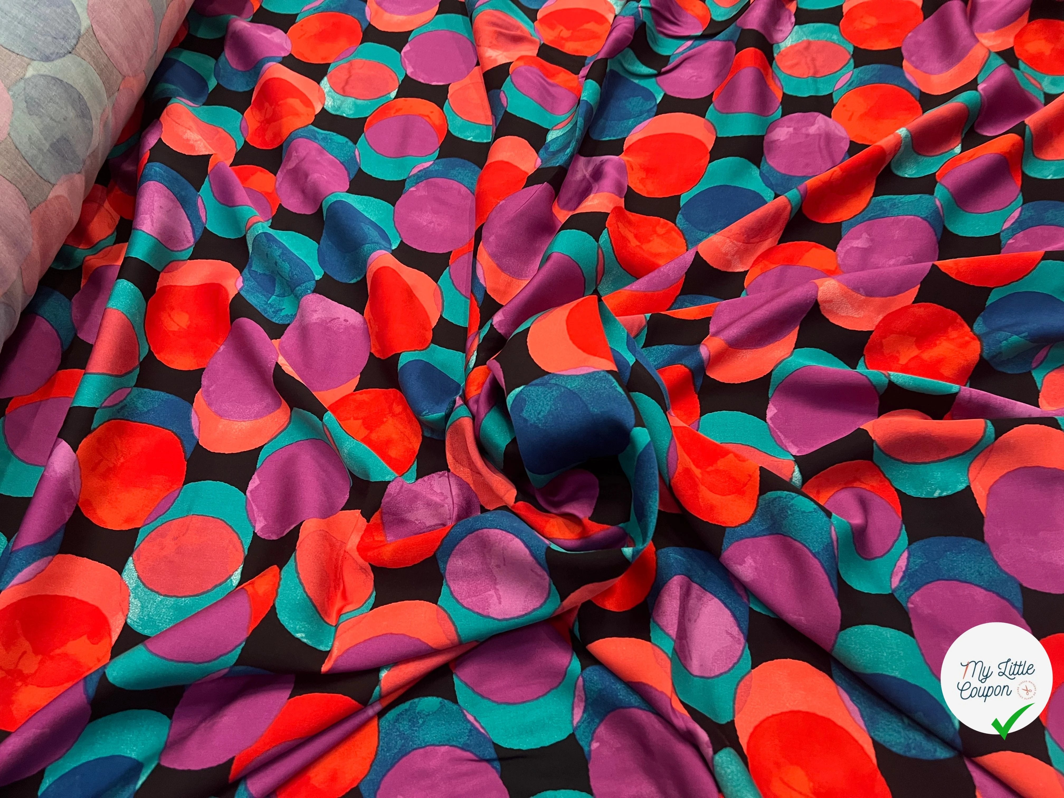 SATIN VISCOSE FUNNY DOTS CYCLAM - My Little Coupon