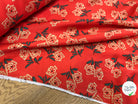 SATIN VISCOSE IMPRIMÉ FLEURS FOND CORAIL SUPER FLUIDE - My Little Coupon