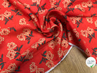 SATIN VISCOSE IMPRIMÉ FLEURS FOND CORAIL SUPER FLUIDE - My Little Coupon