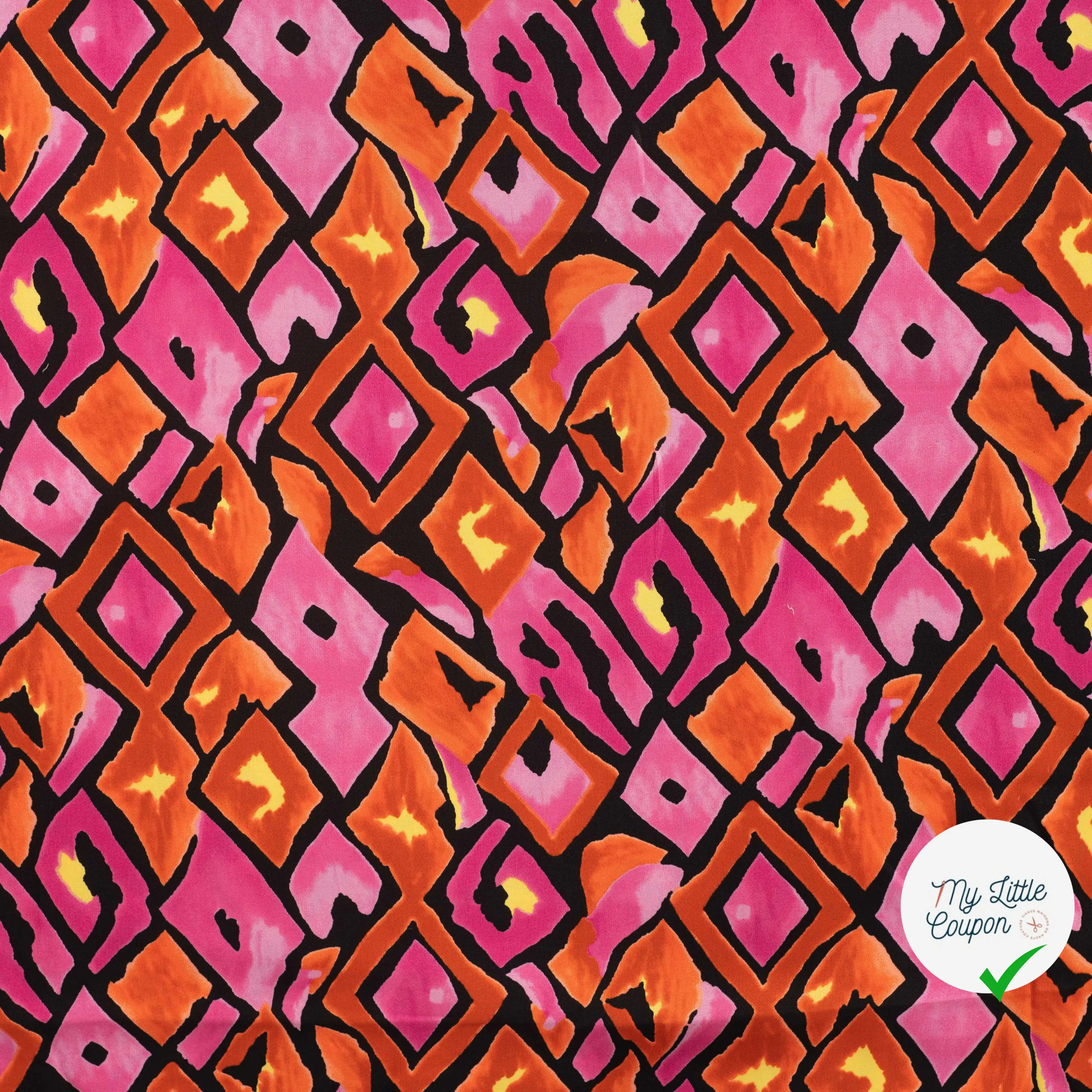 SATIN VISCOSE RETRO CHECKS FUCHSIA - My Little Coupon