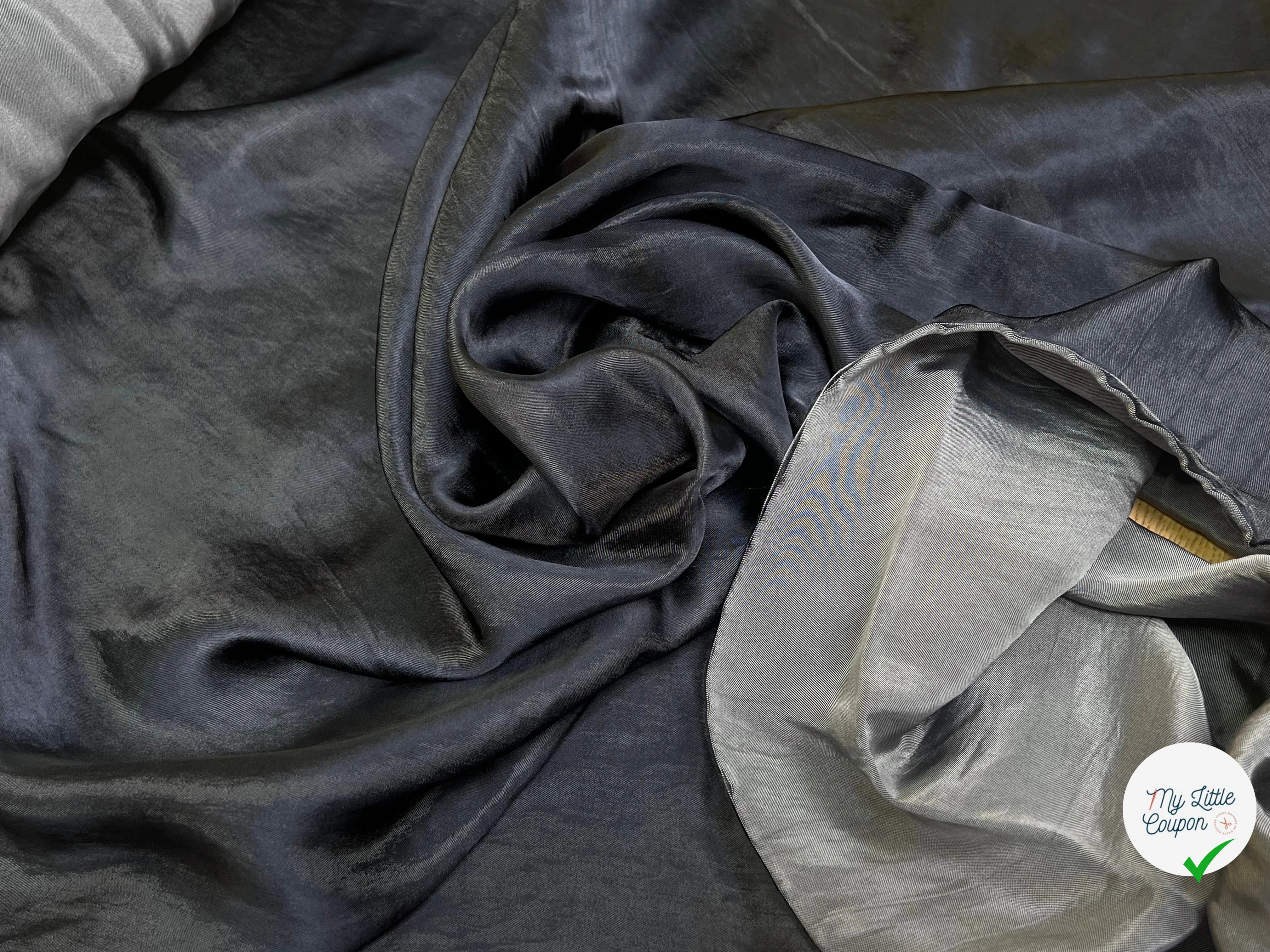 SATIN WASHED ACETATE VISCOSE BLACK DENIM STYLE 63% VISCOSE - My Little Coupon