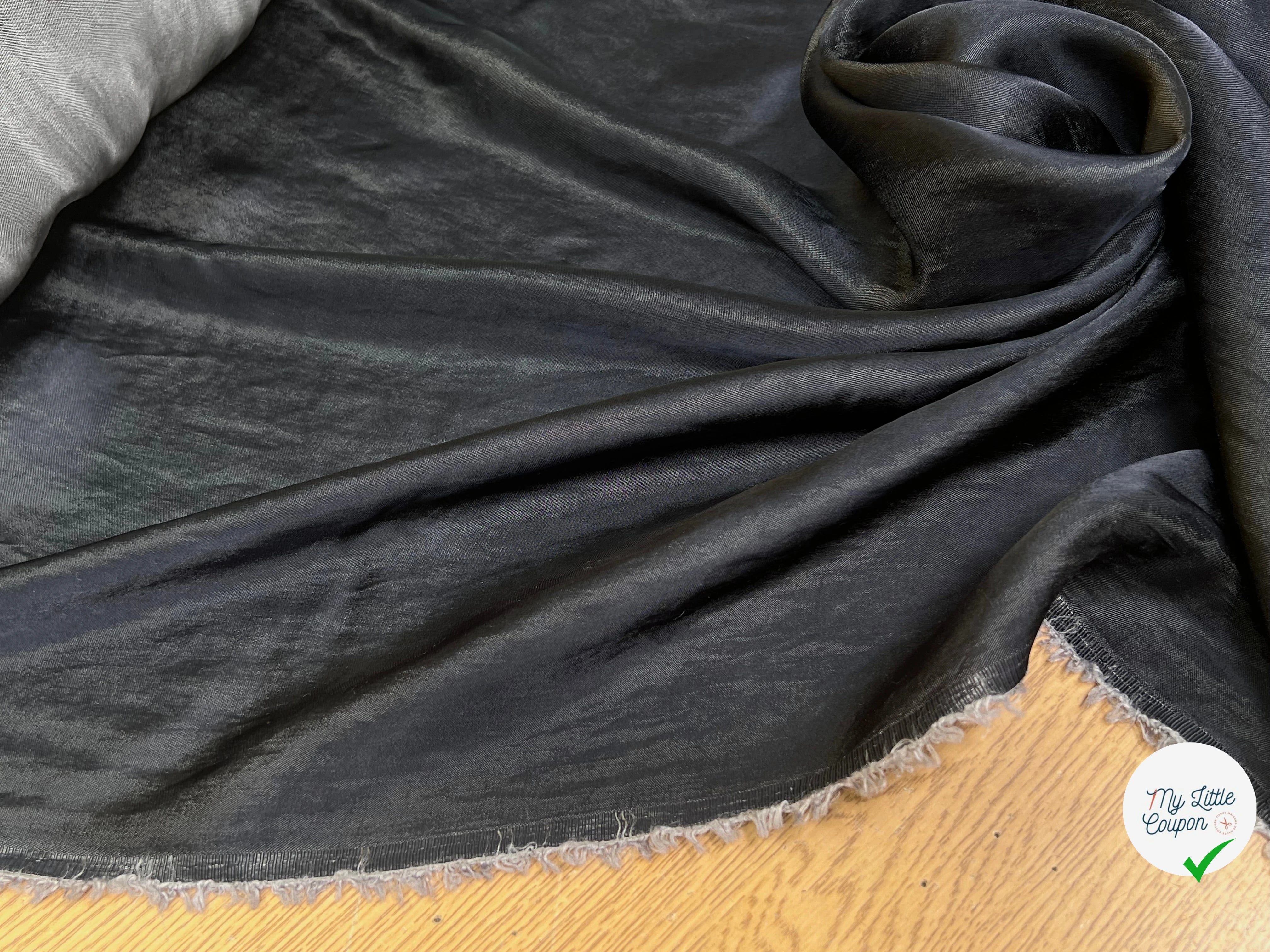 SATIN WASHED ACETATE VISCOSE BLACK DENIM STYLE 63% VISCOSE - My Little Coupon