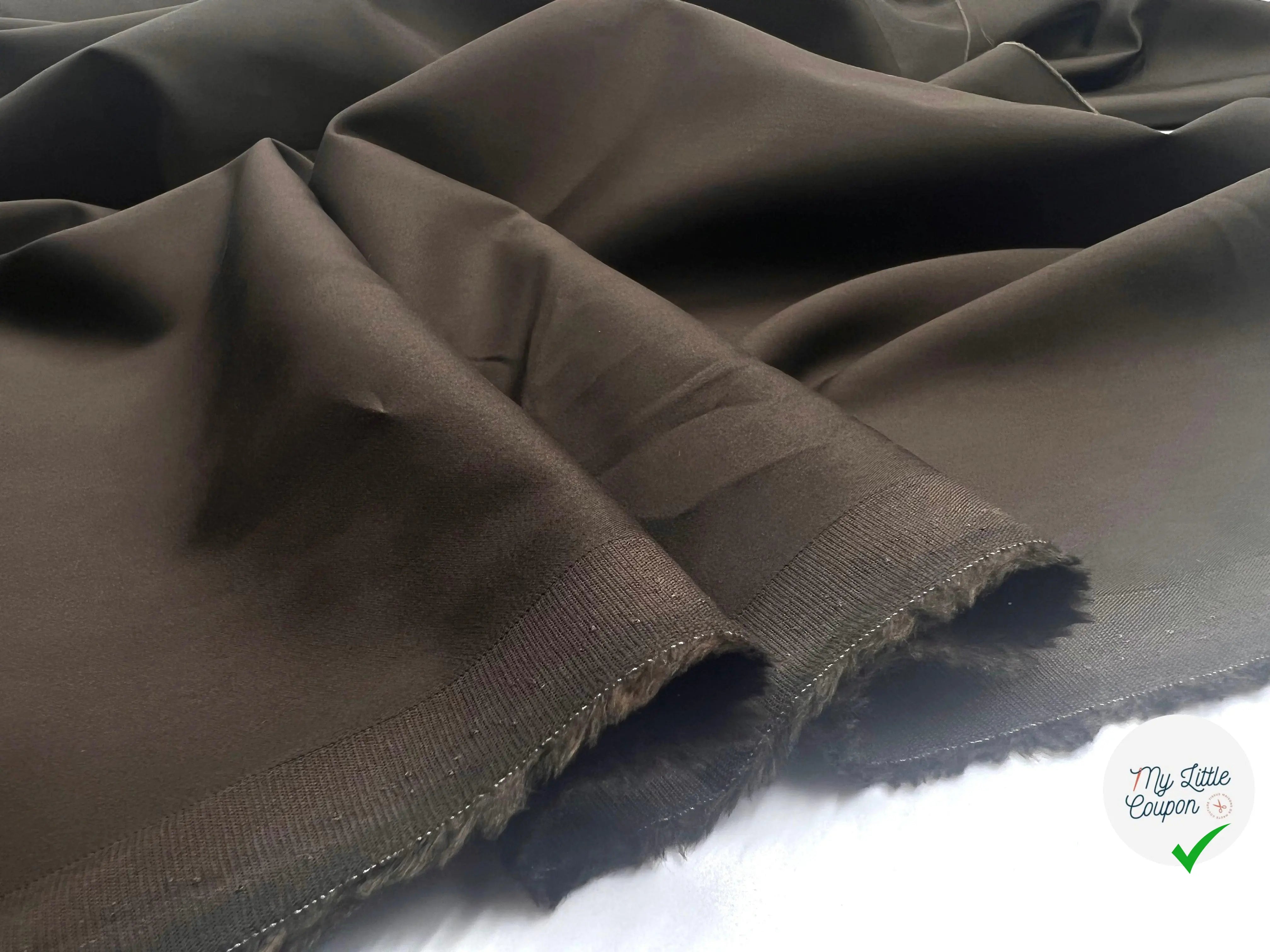 SATINETTE DE COTON CHOCOLAT - coupon de tissu de 3 mètres - My Little Coupon - tissu - coudre