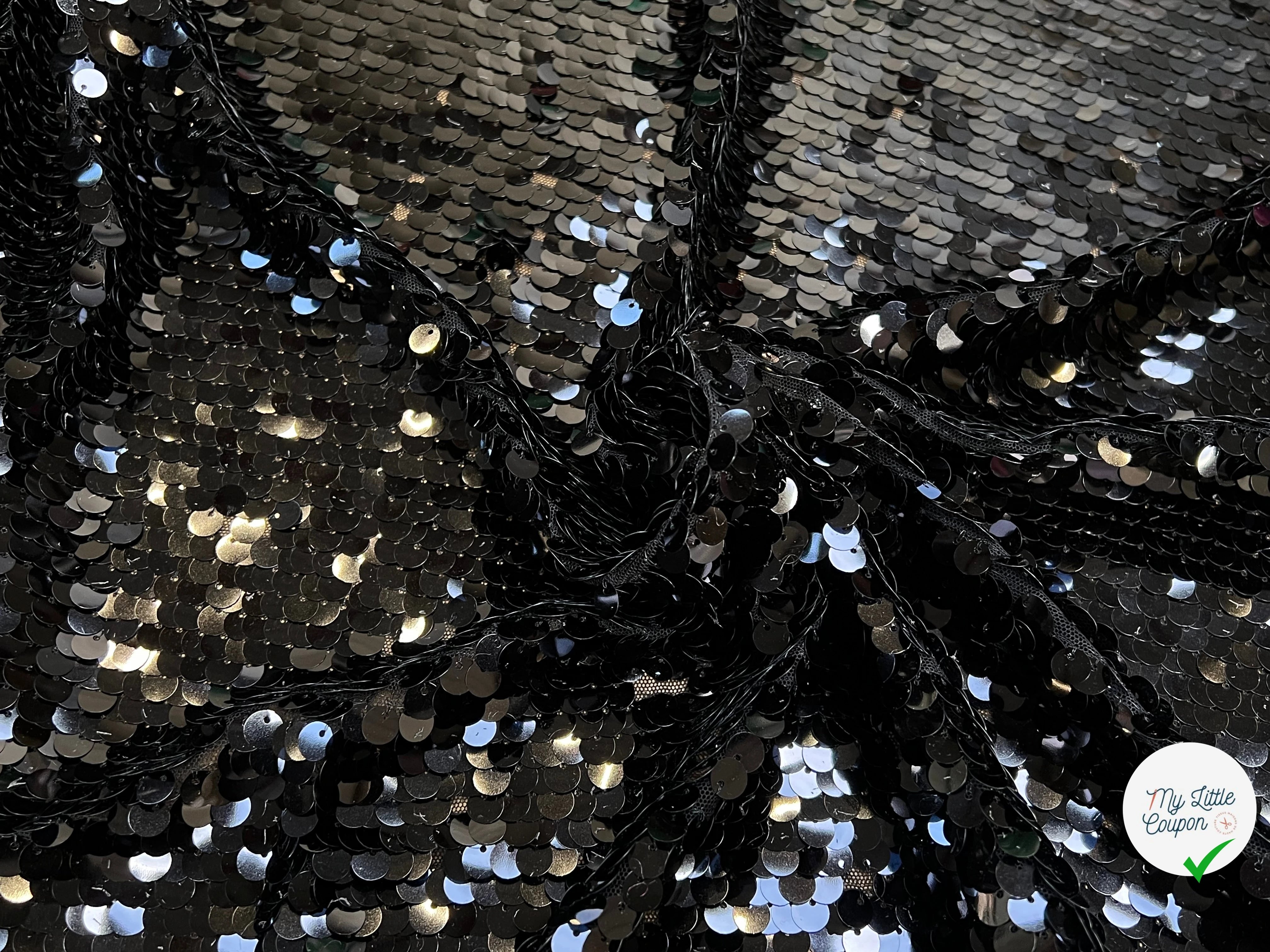 SEQUIN PAILLETTE SUR RÉSILLE NOIR - My Little Coupon