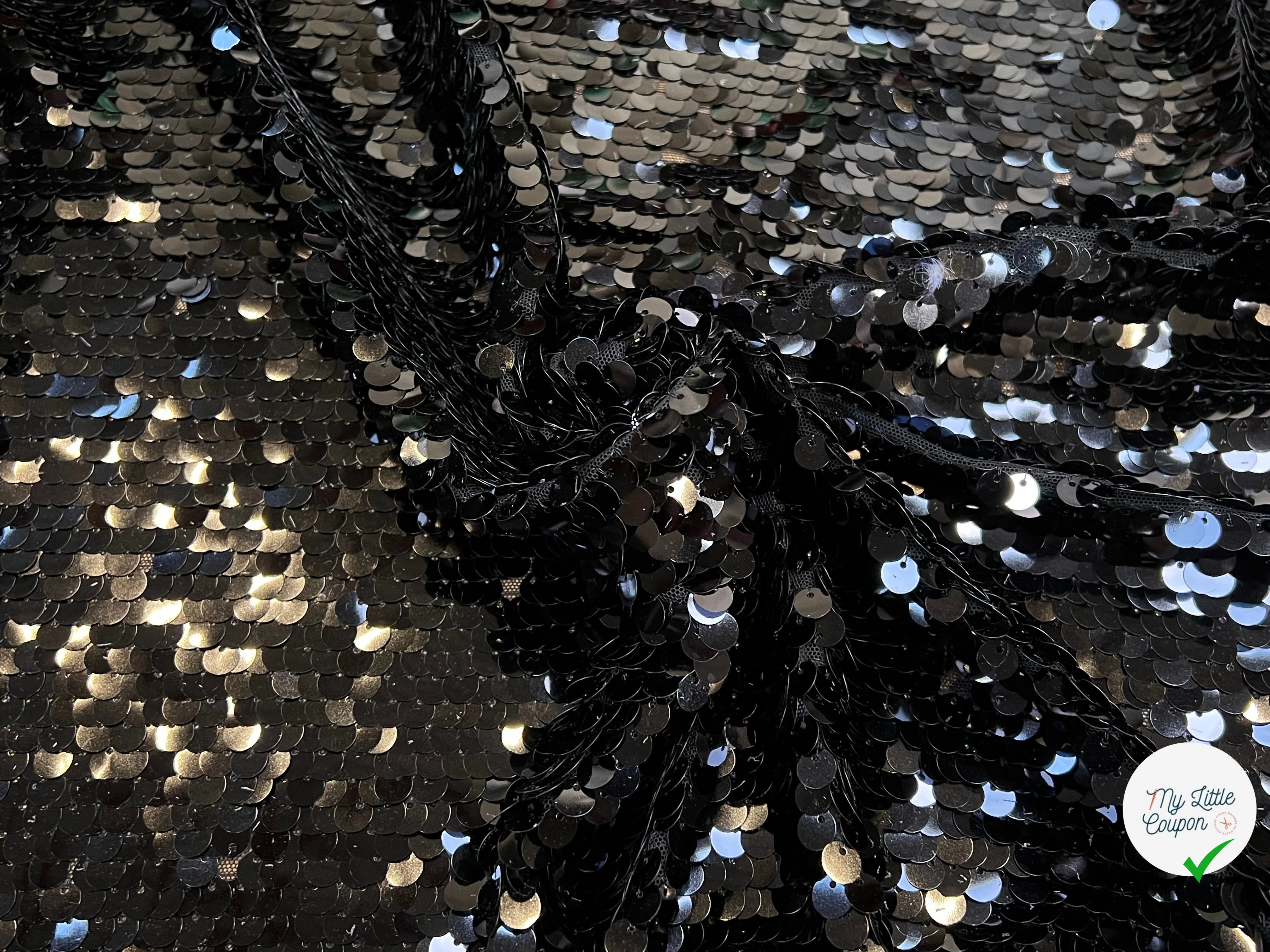 SEQUIN PAILLETTE SUR RÉSILLE NOIR - My Little Coupon