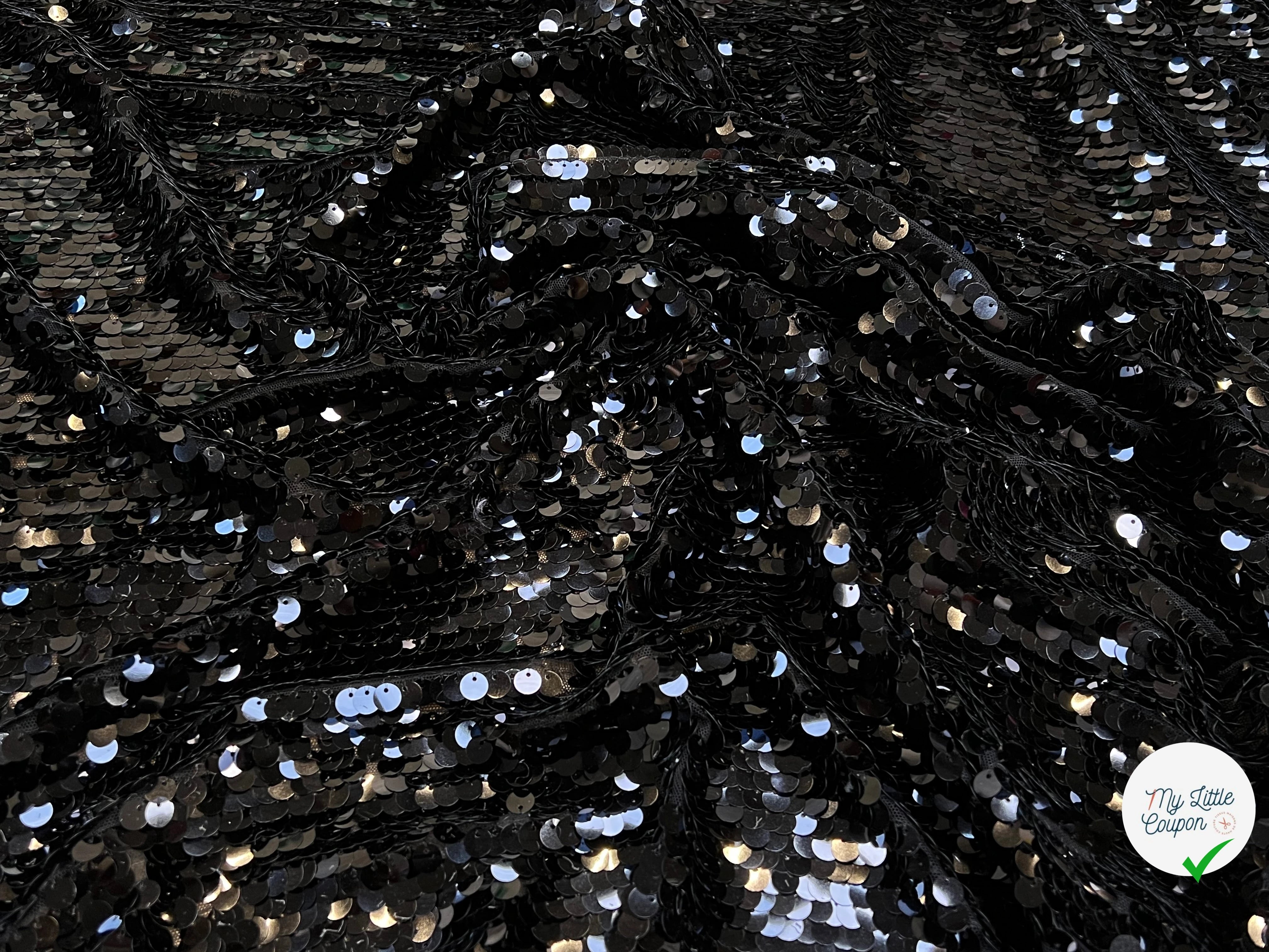 SEQUIN PAILLETTE SUR RÉSILLE NOIR - My Little Coupon