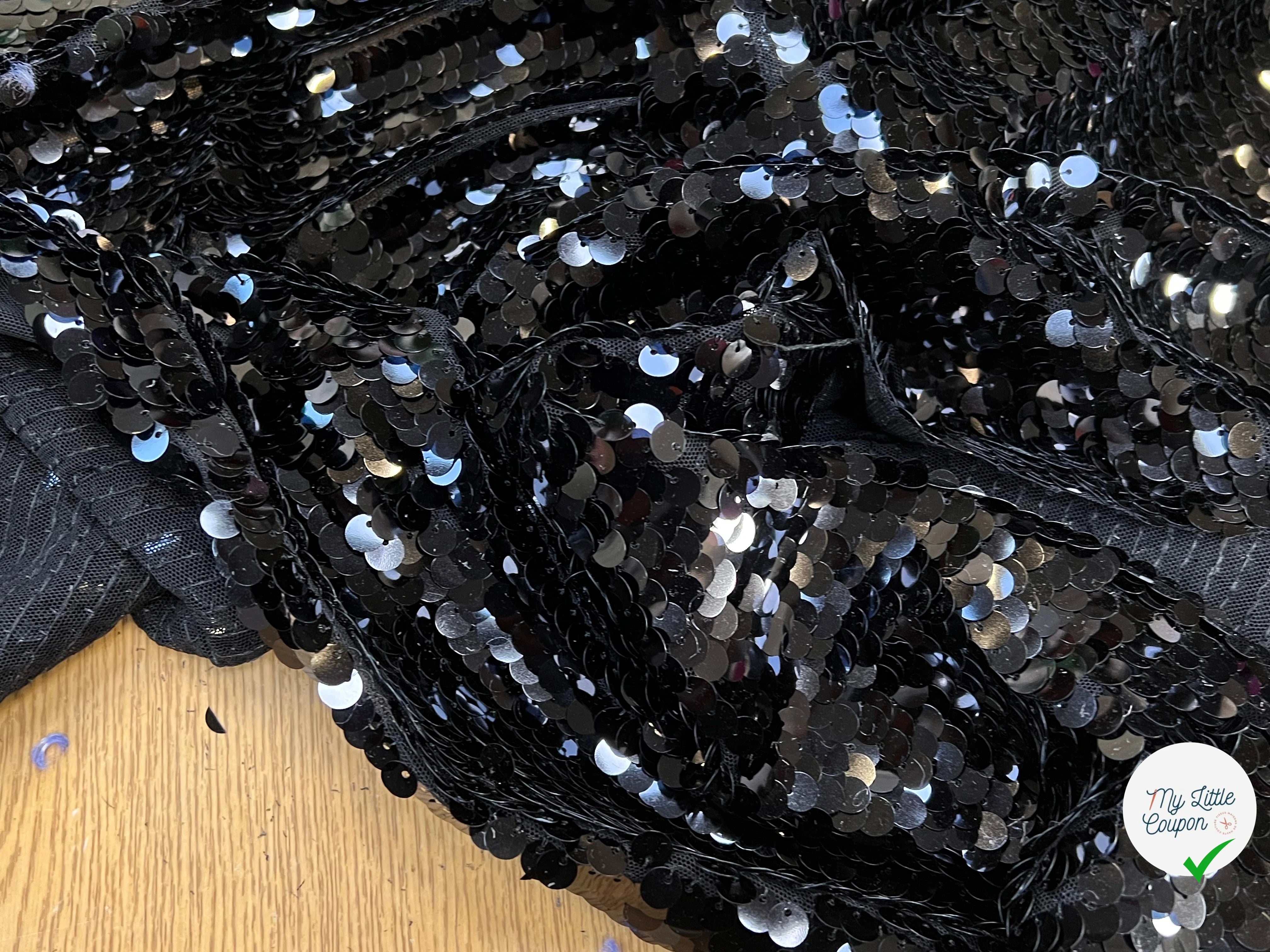 SEQUIN PAILLETTE SUR RÉSILLE NOIR - My Little Coupon
