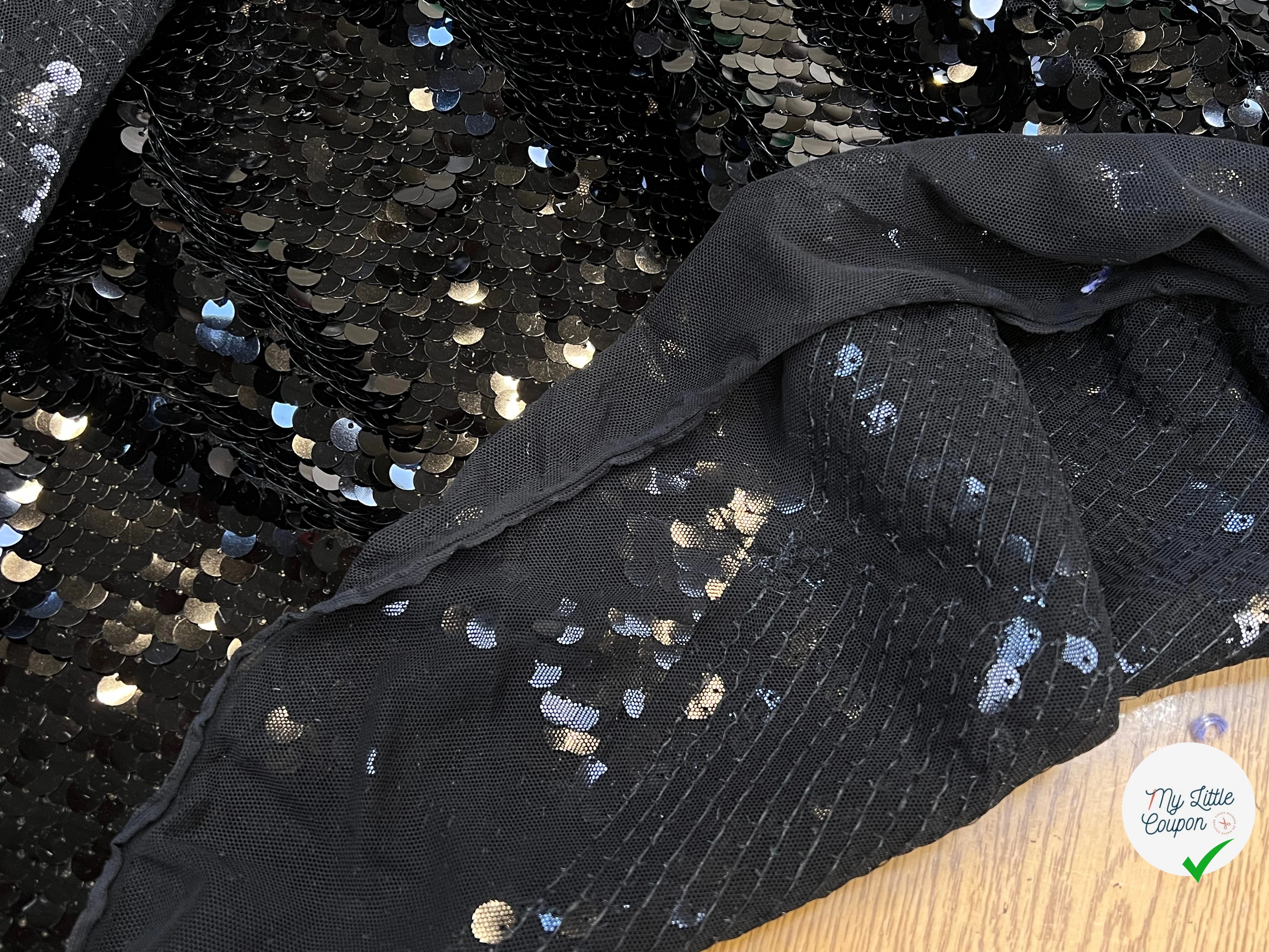 SEQUIN PAILLETTE SUR RÉSILLE NOIR - My Little Coupon