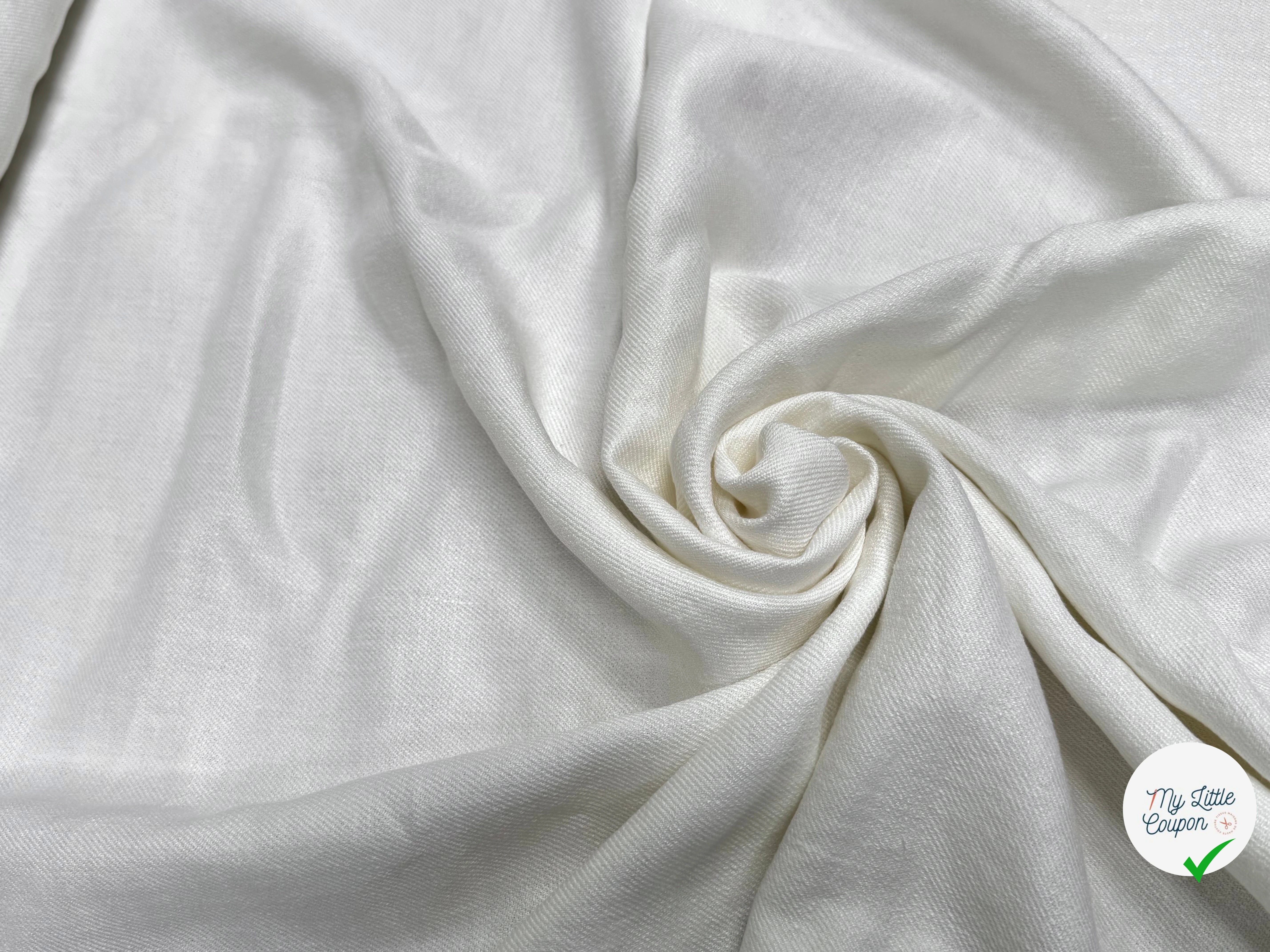 SERGÉ COTON VISCOSE LÉGÈREMENT SATINÉ BLANC CASSÉ - My Little Coupon