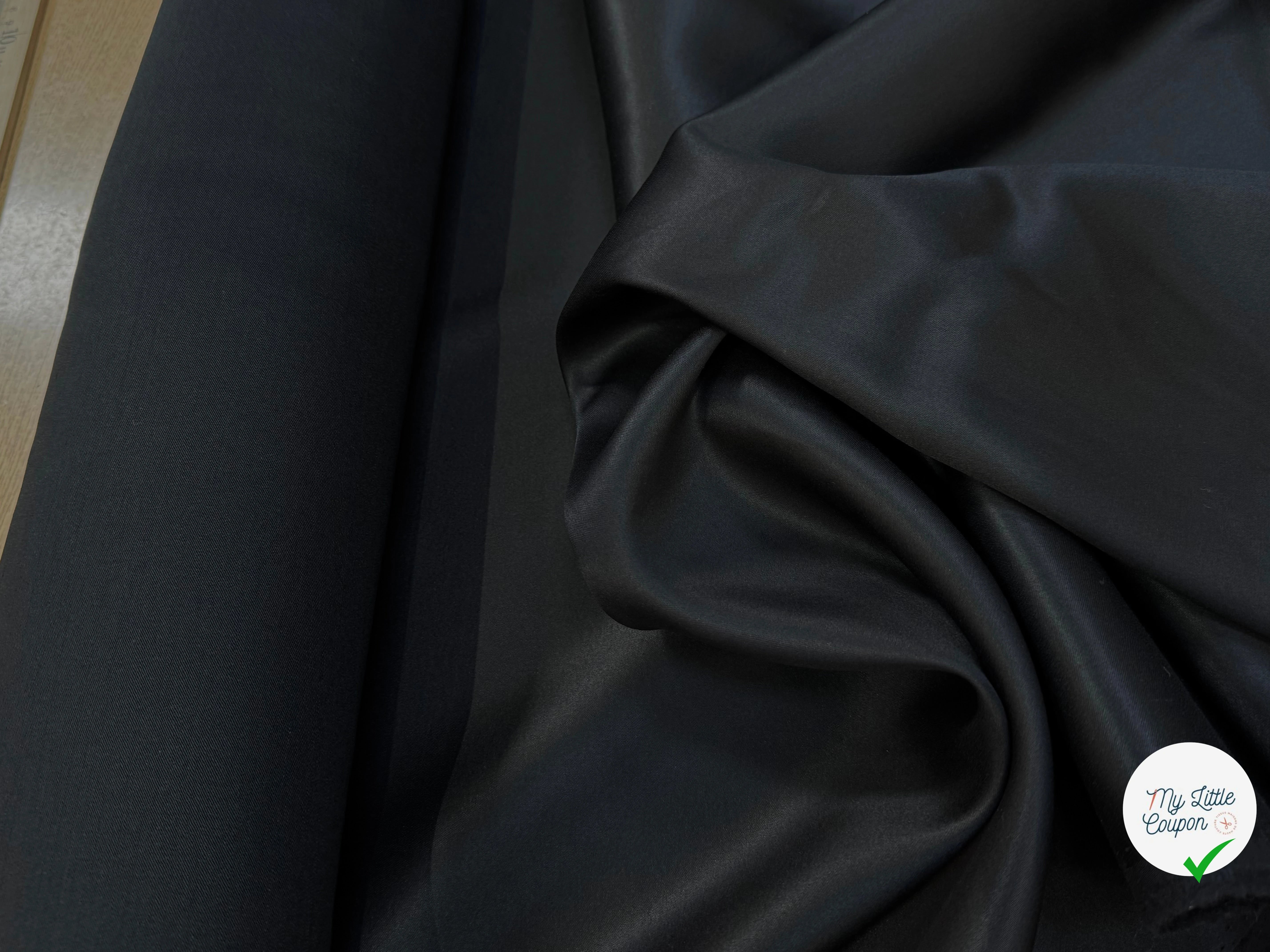 SERGÉ DE LAINE ENVERS SATIN BELLE TENUE NOIR STRETCH - My Little Coupon